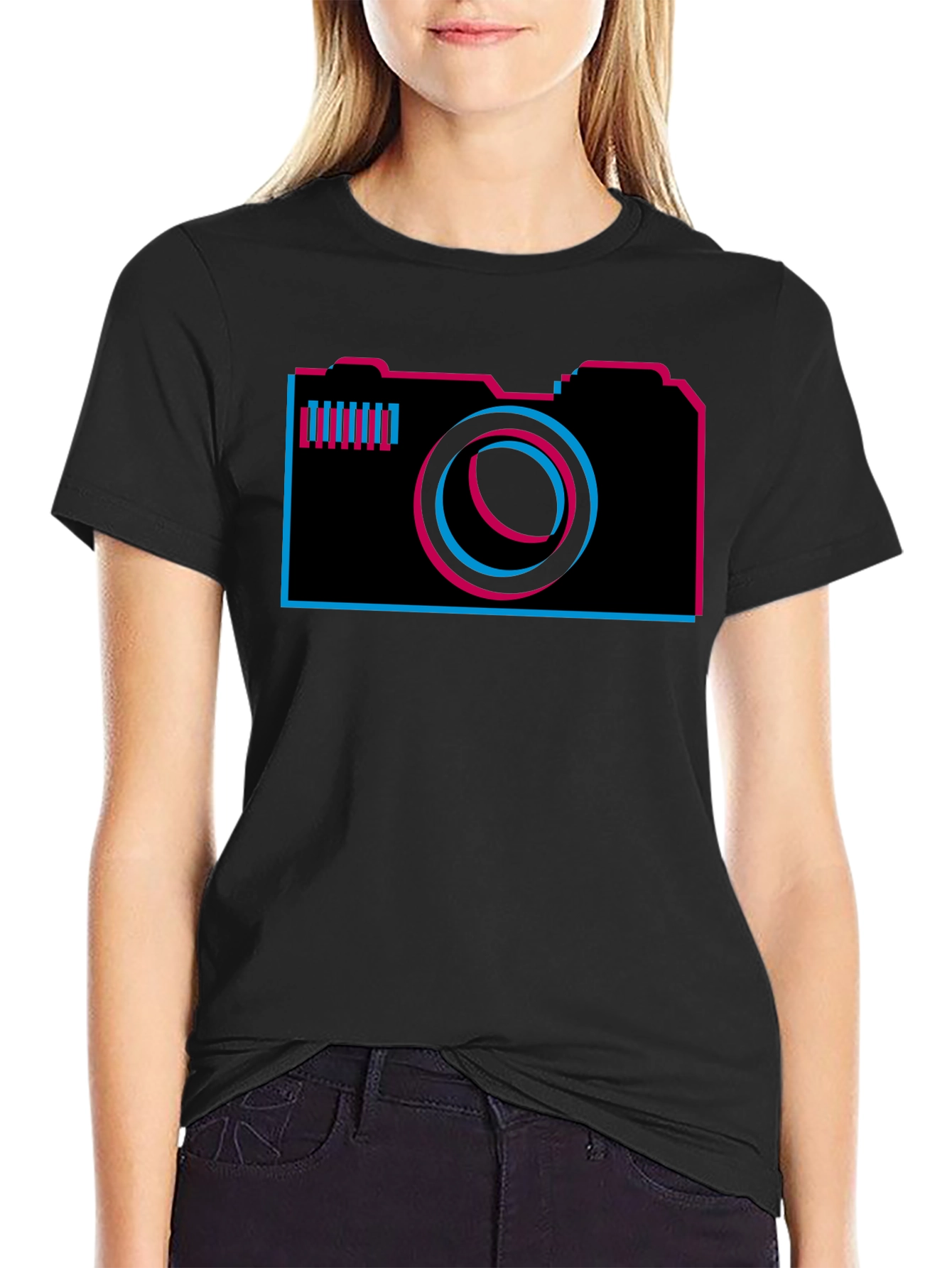 Retro Camera Graphic Tee - Mens Black T-Shirt
