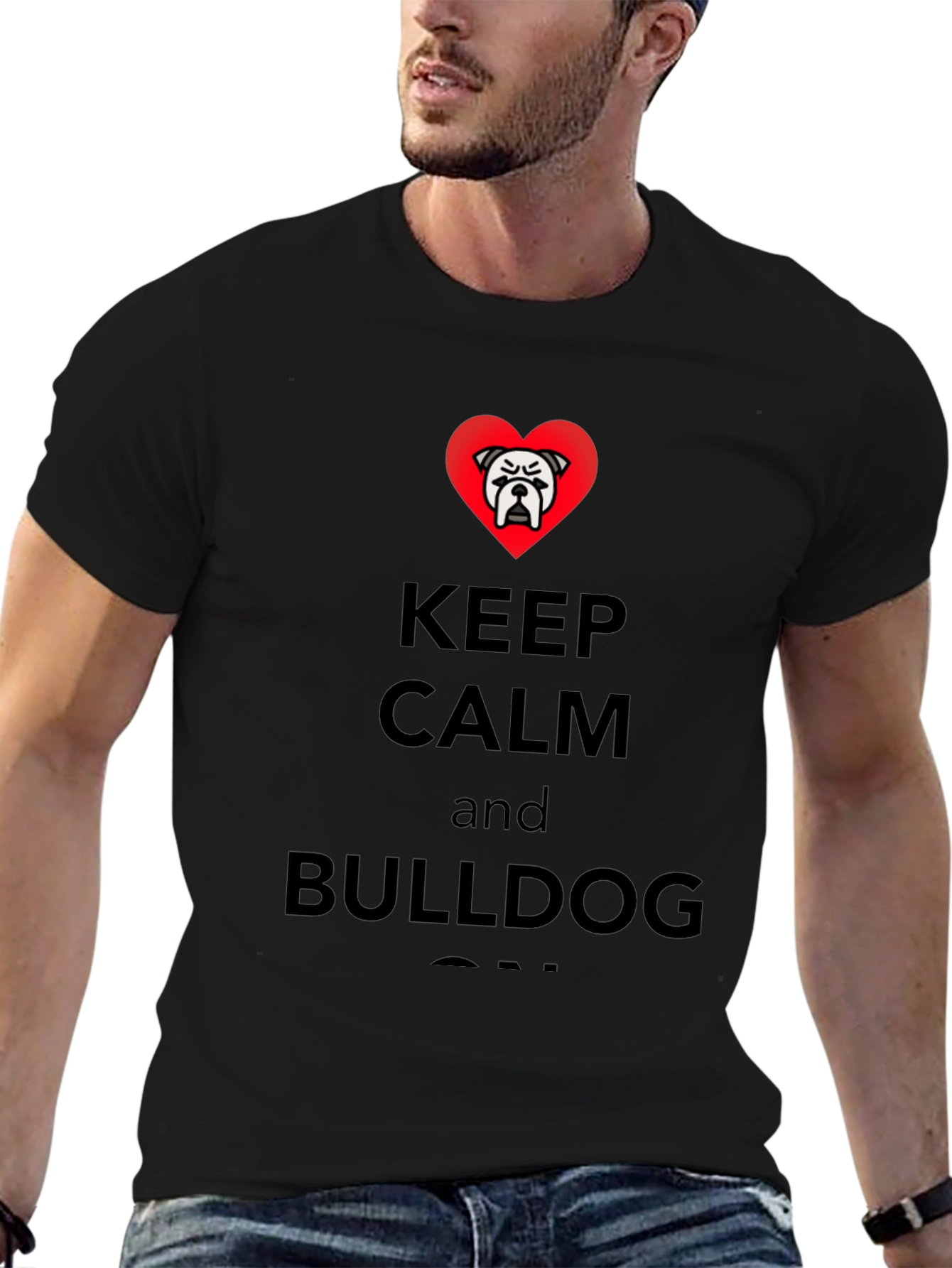 Keep Calm Bulldog T-Shirt - Black