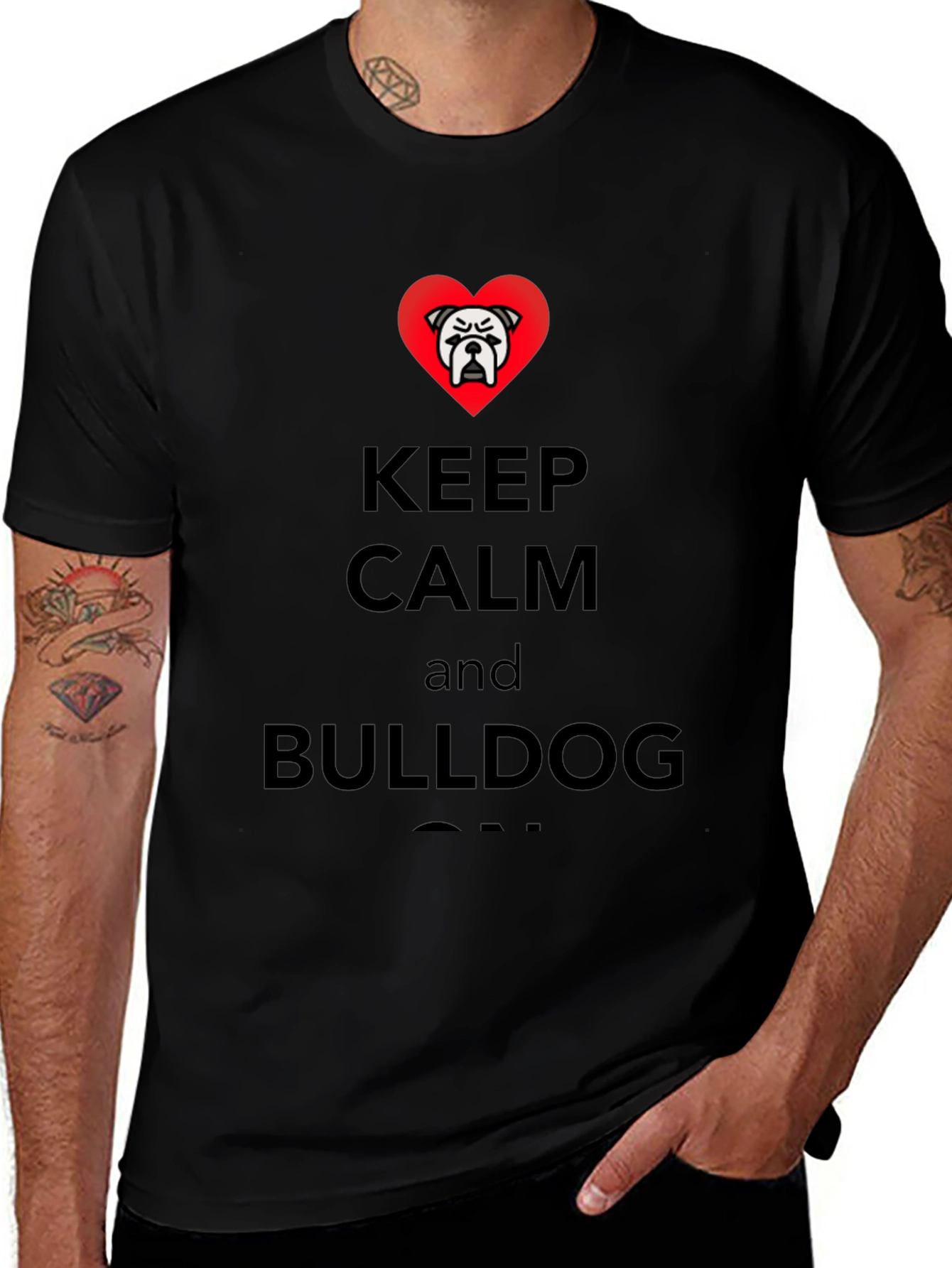 Keep Calm Bulldog T-Shirt - Black