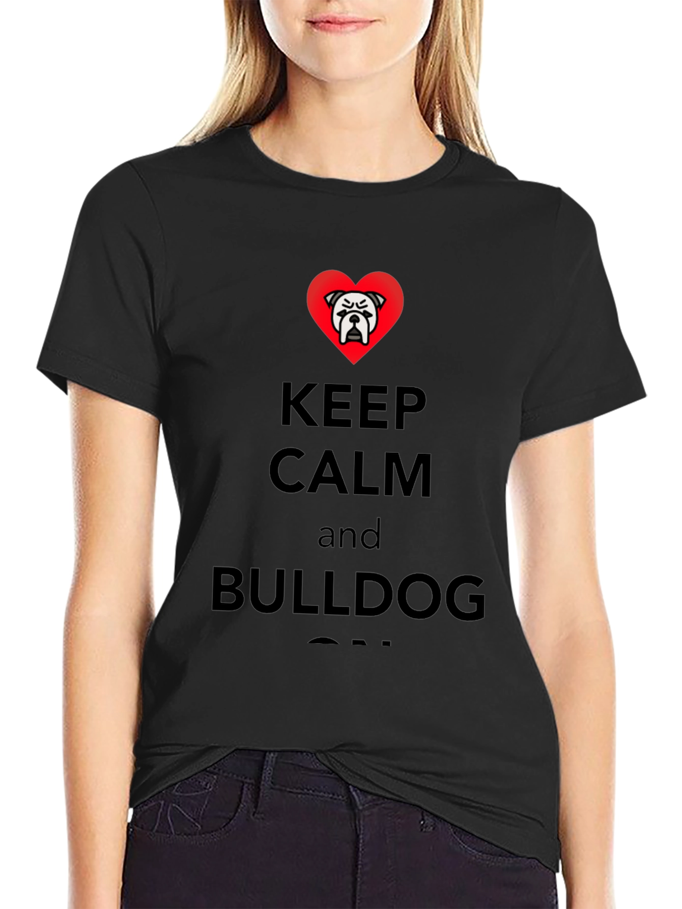 Keep Calm Bulldog T-Shirt - Black