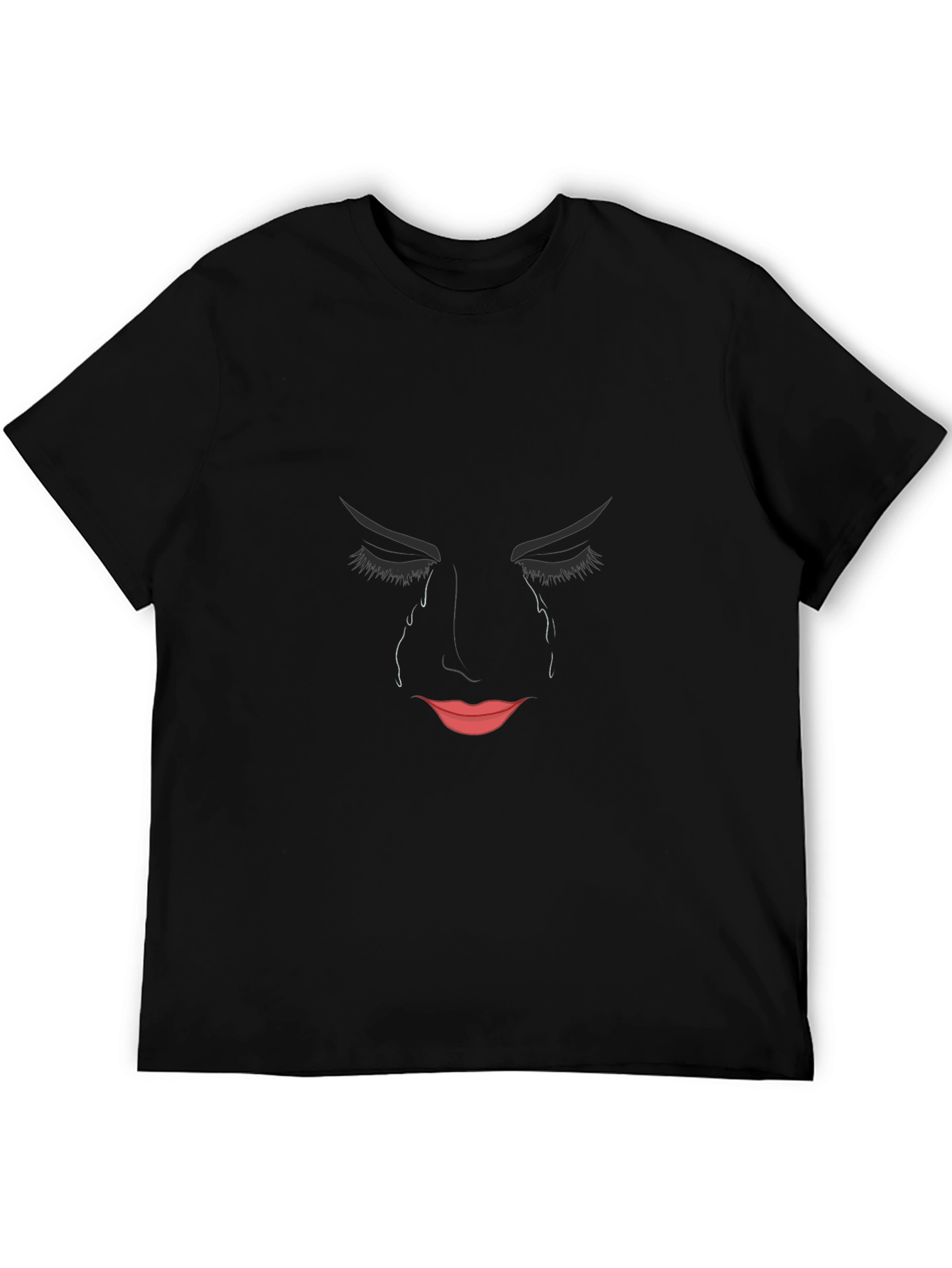Emo Graphic T-Shirt - Crying Face Design