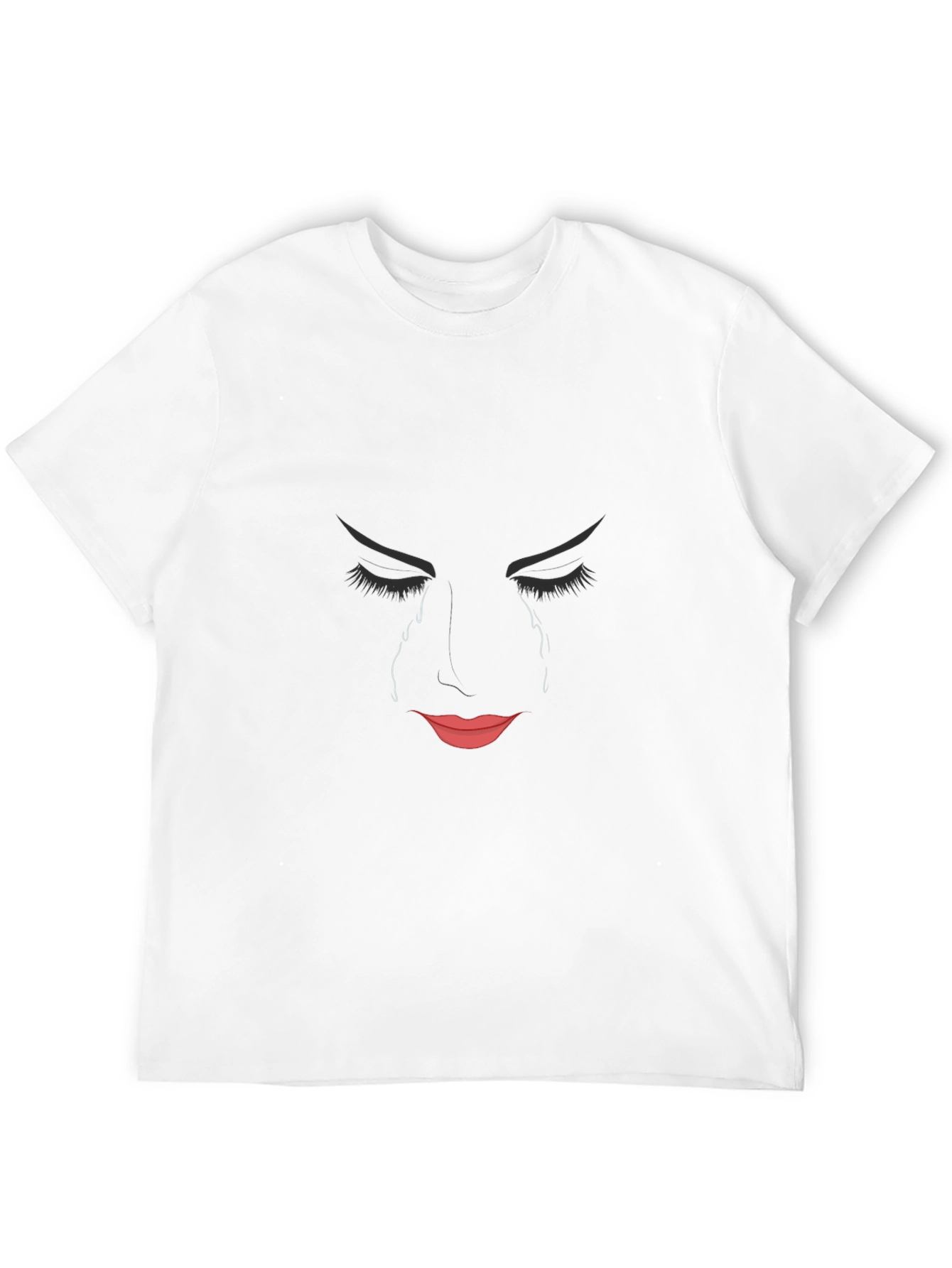 Emo Graphic T-Shirt - Crying Face Design