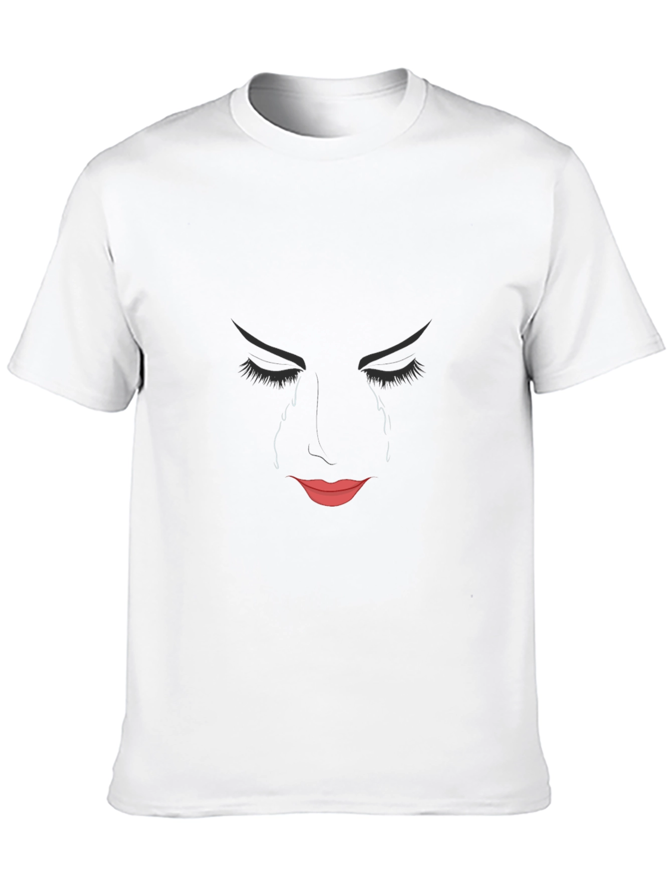 Emo Graphic T-Shirt - Crying Face Design