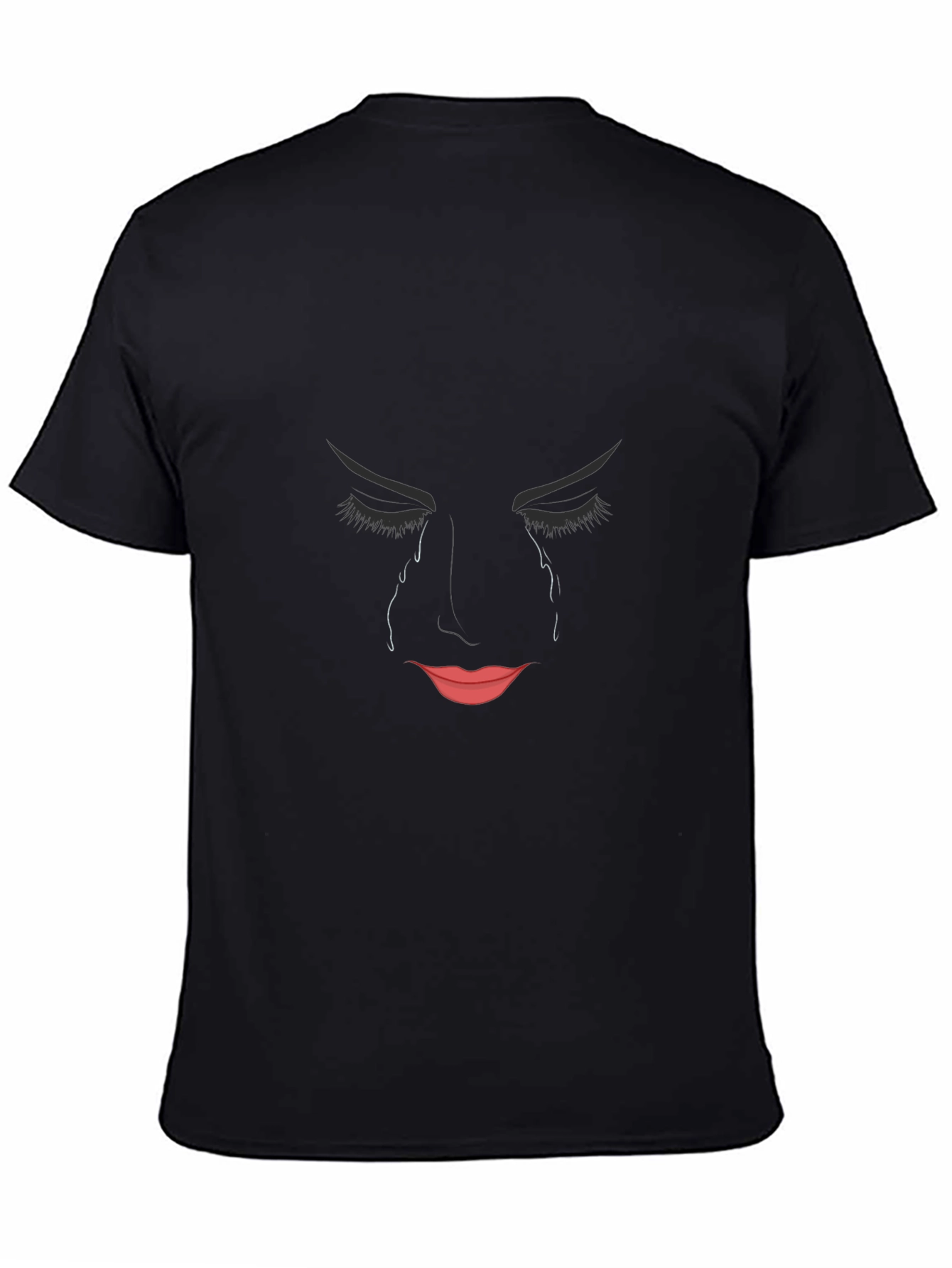 Emo Graphic T-Shirt - Crying Face Design