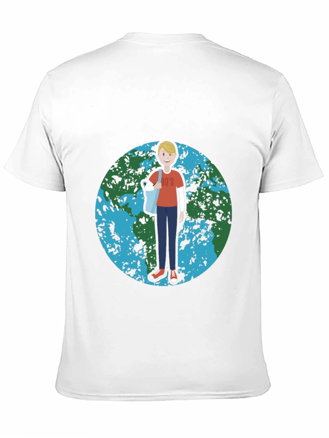 Retro 90s Cartoon Earth Graphic Black T-Shirt