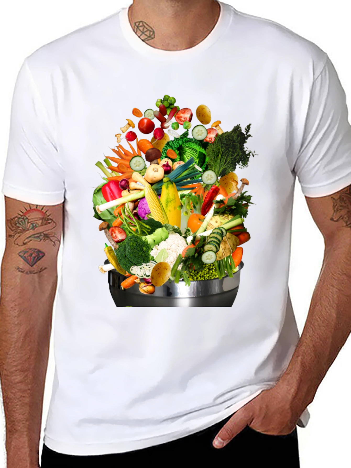 Vegetable Bowl Graphic Tee - Funny Food T-Shirt