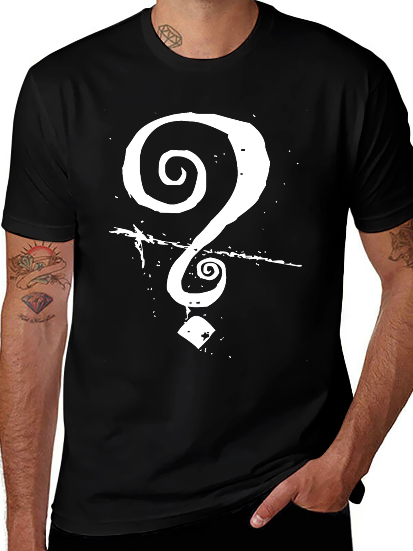 Question Mark Graphic Tee - Black Cotton T-Shirt
