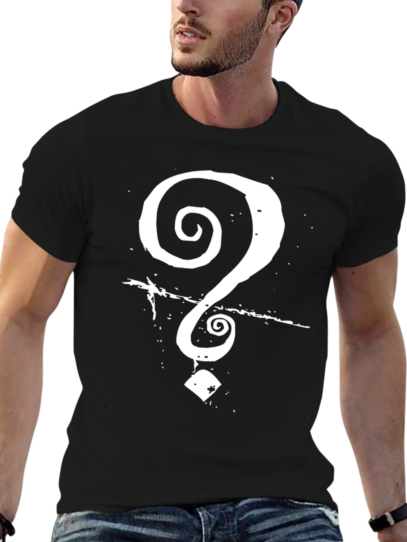 Question Mark Graphic Tee - Black Cotton T-Shirt
