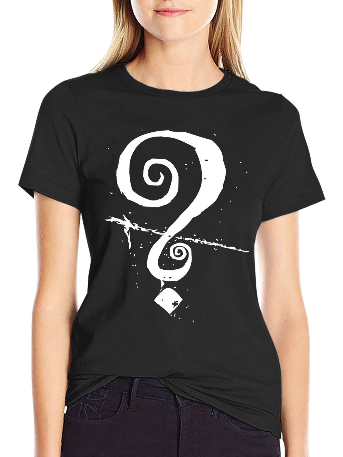 Question Mark Graphic Tee - Black Cotton T-Shirt