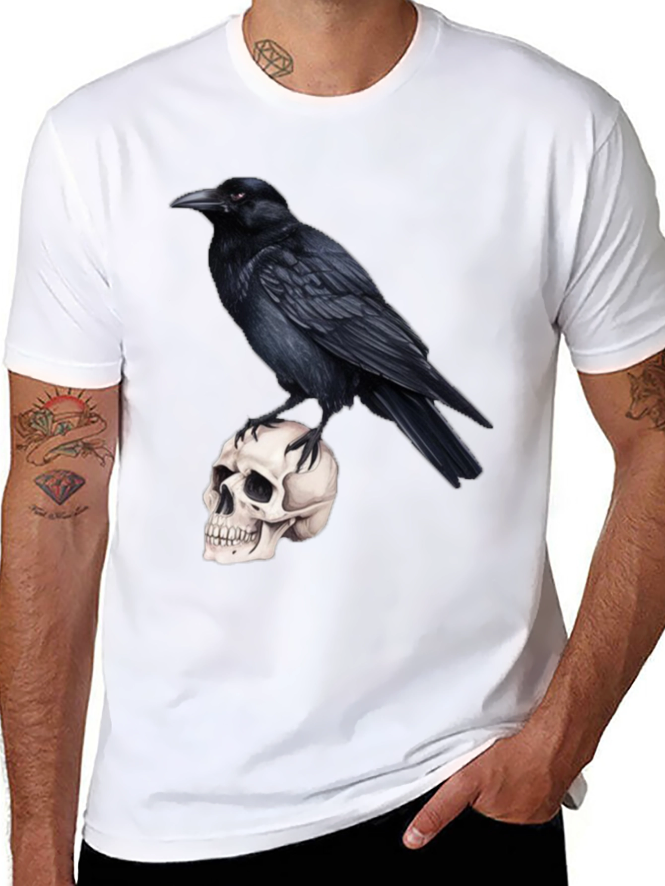 Raven Skull T-Shirt - Gothic Style