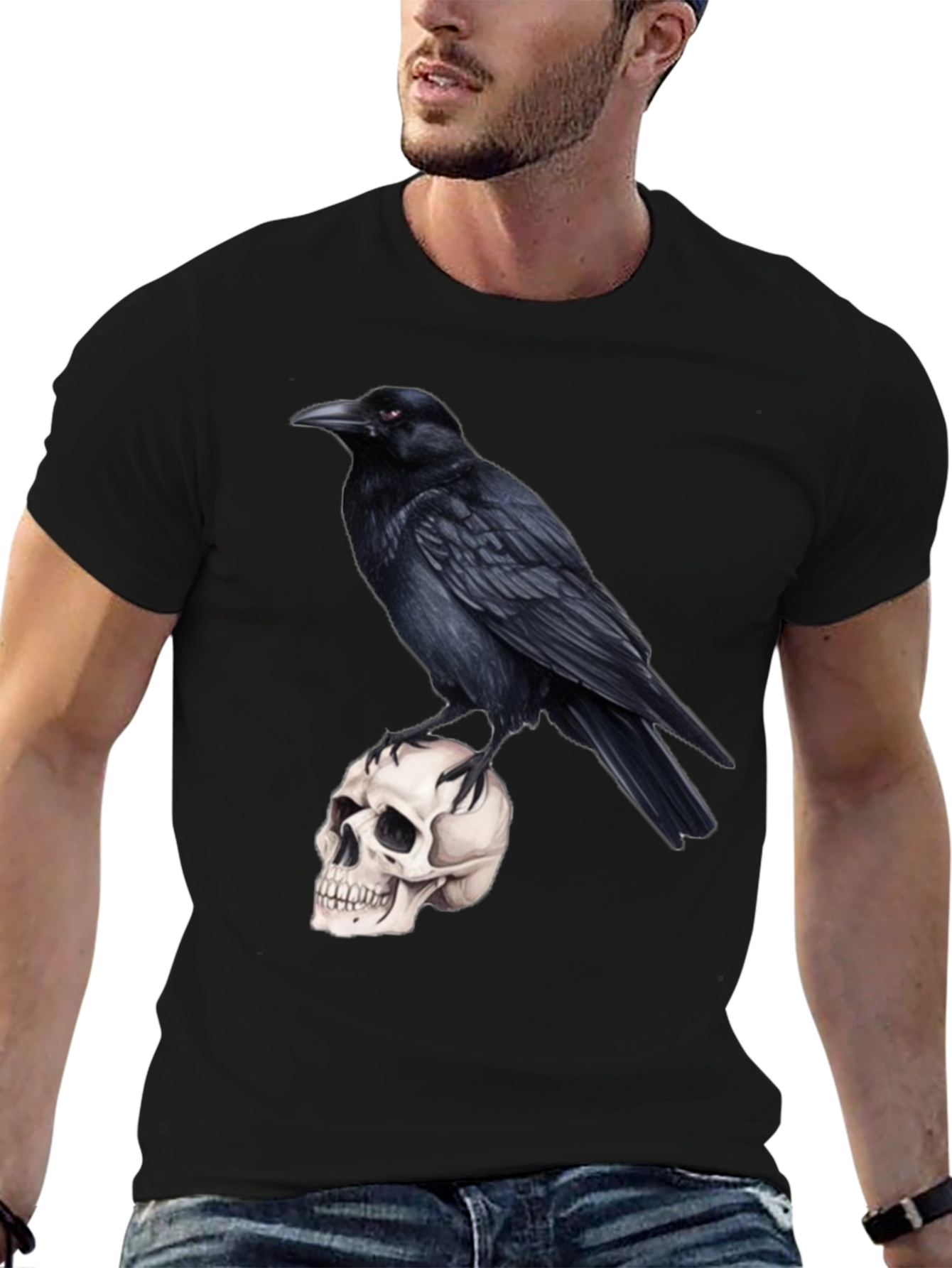 Raven Skull T-Shirt - Gothic Style
