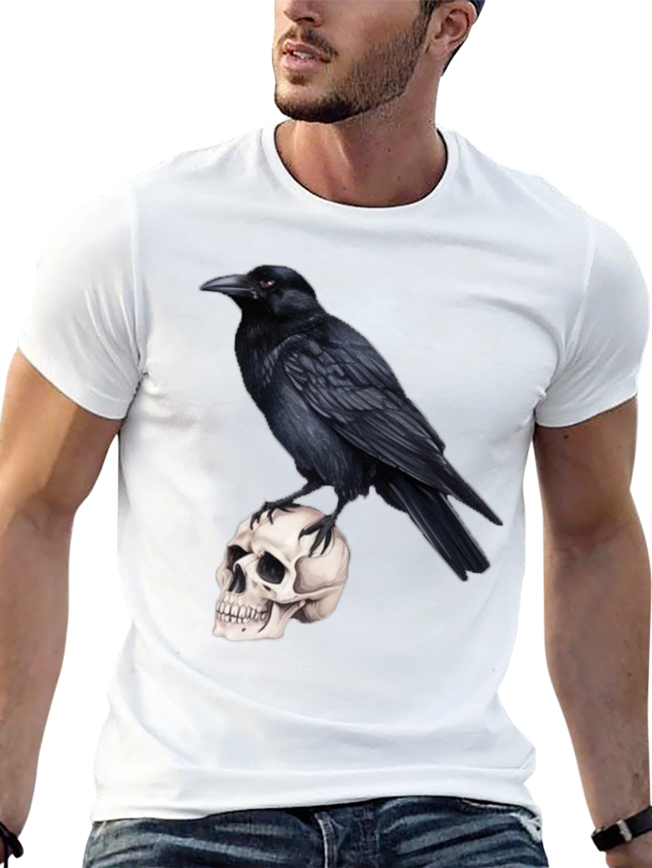 Raven Skull T-Shirt - Gothic Style