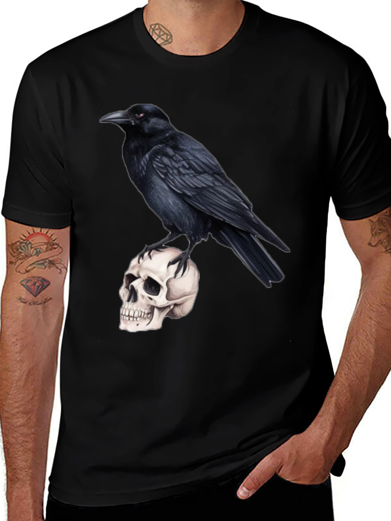 Raven Skull T-Shirt - Gothic Style