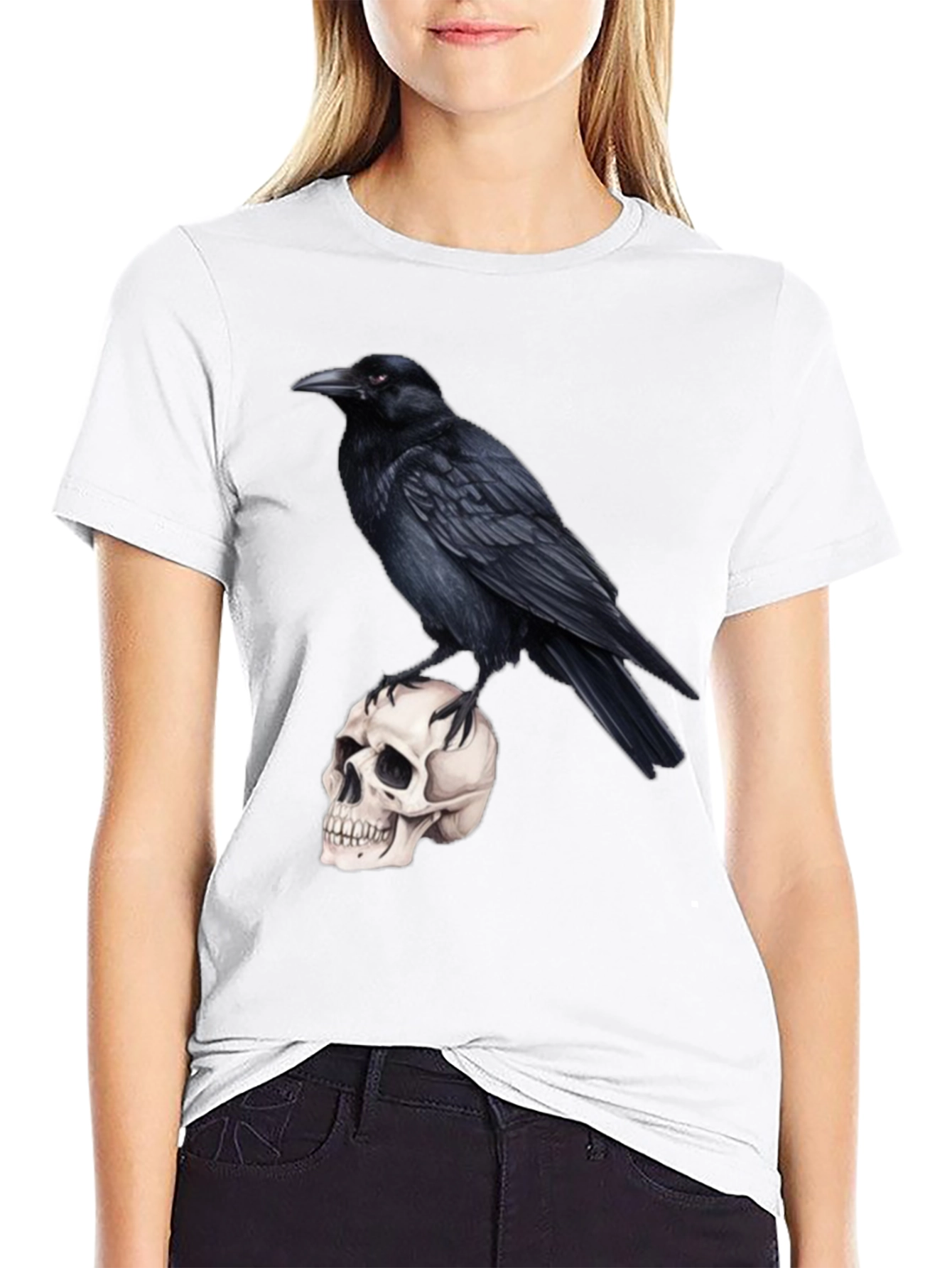 Raven Skull T-Shirt - Gothic Style