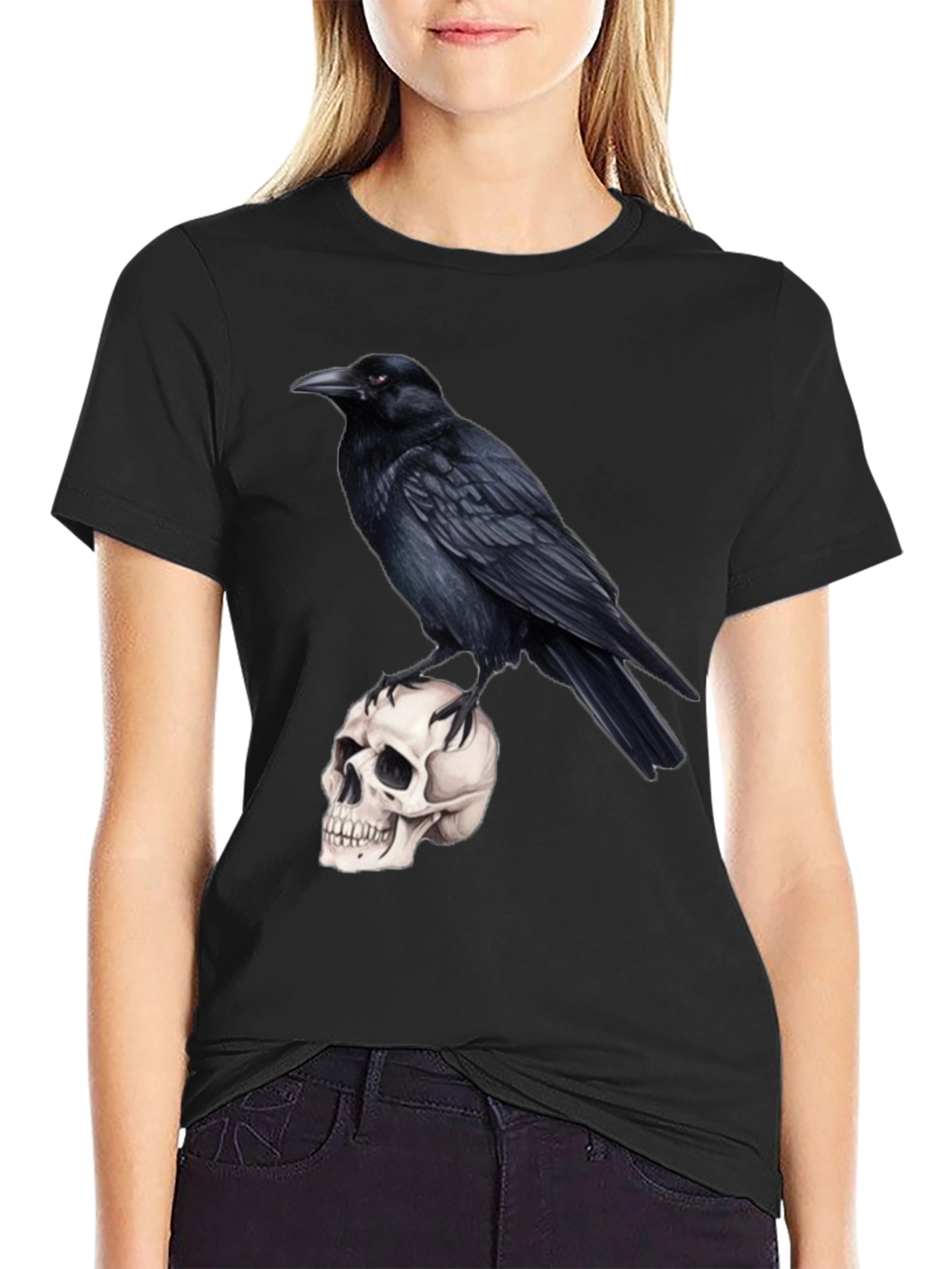 Raven Skull T-Shirt - Gothic Style