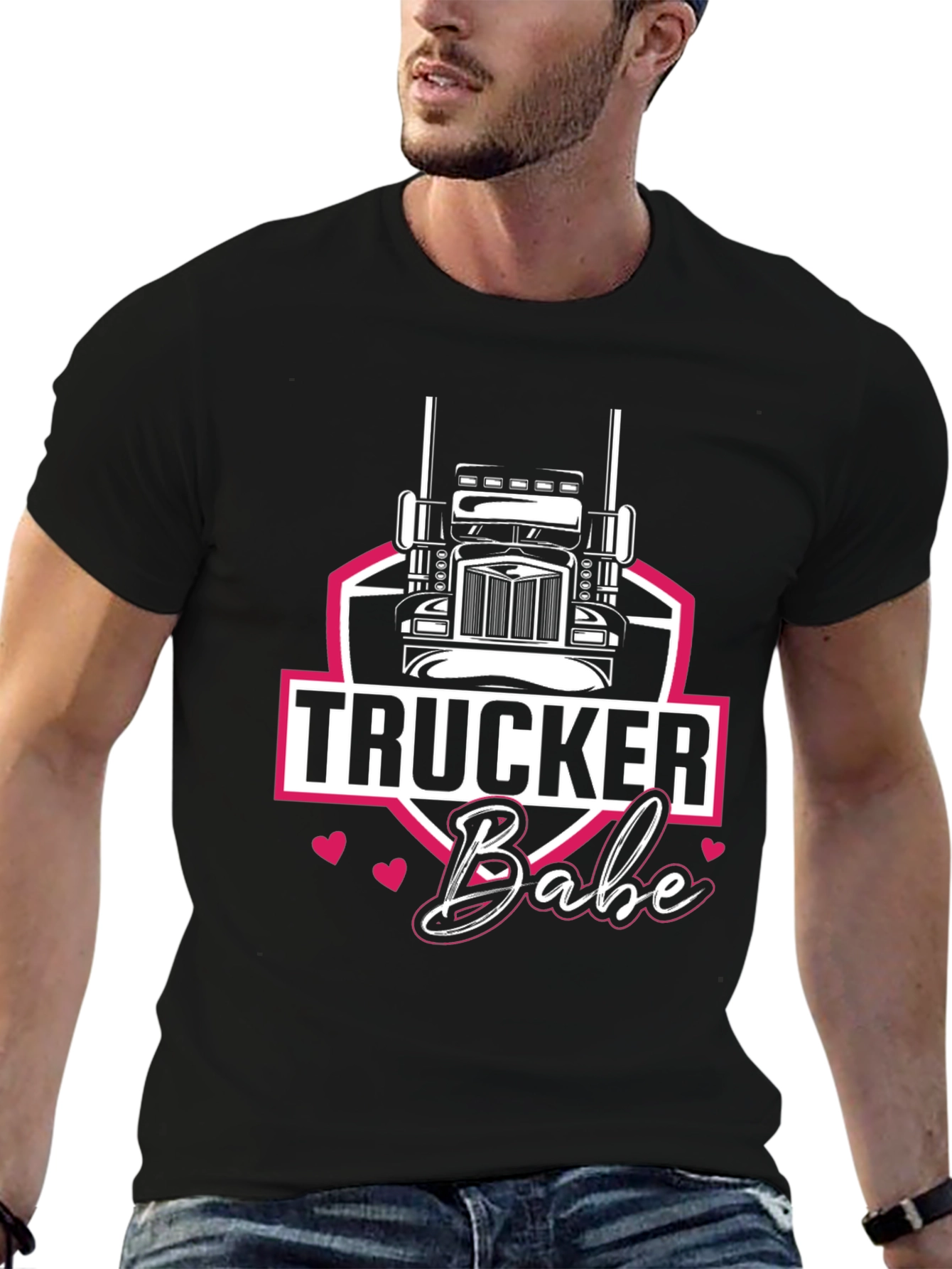 Trucker Babe Graphic Tee - Black