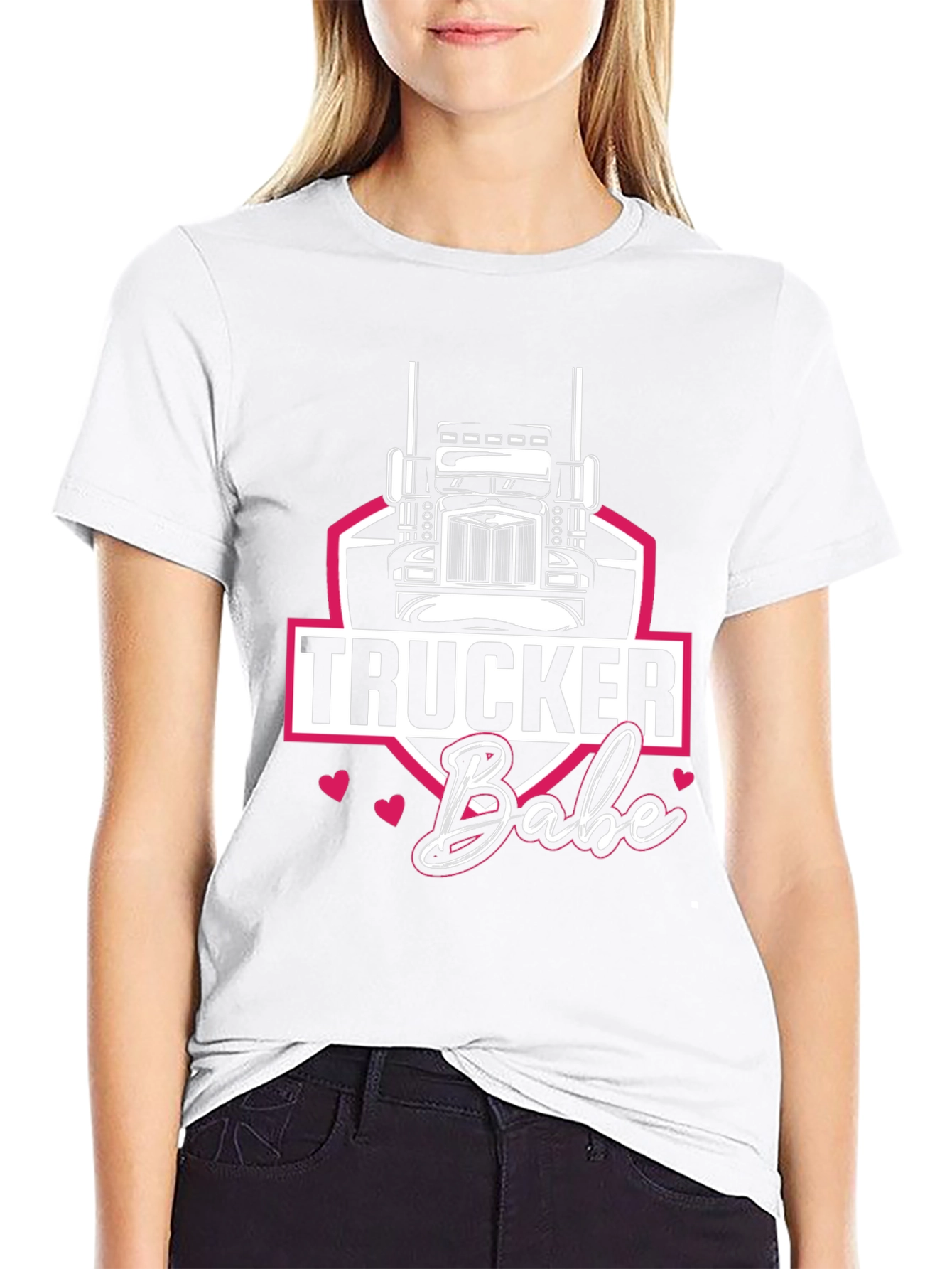Trucker Babe Graphic Tee - Black