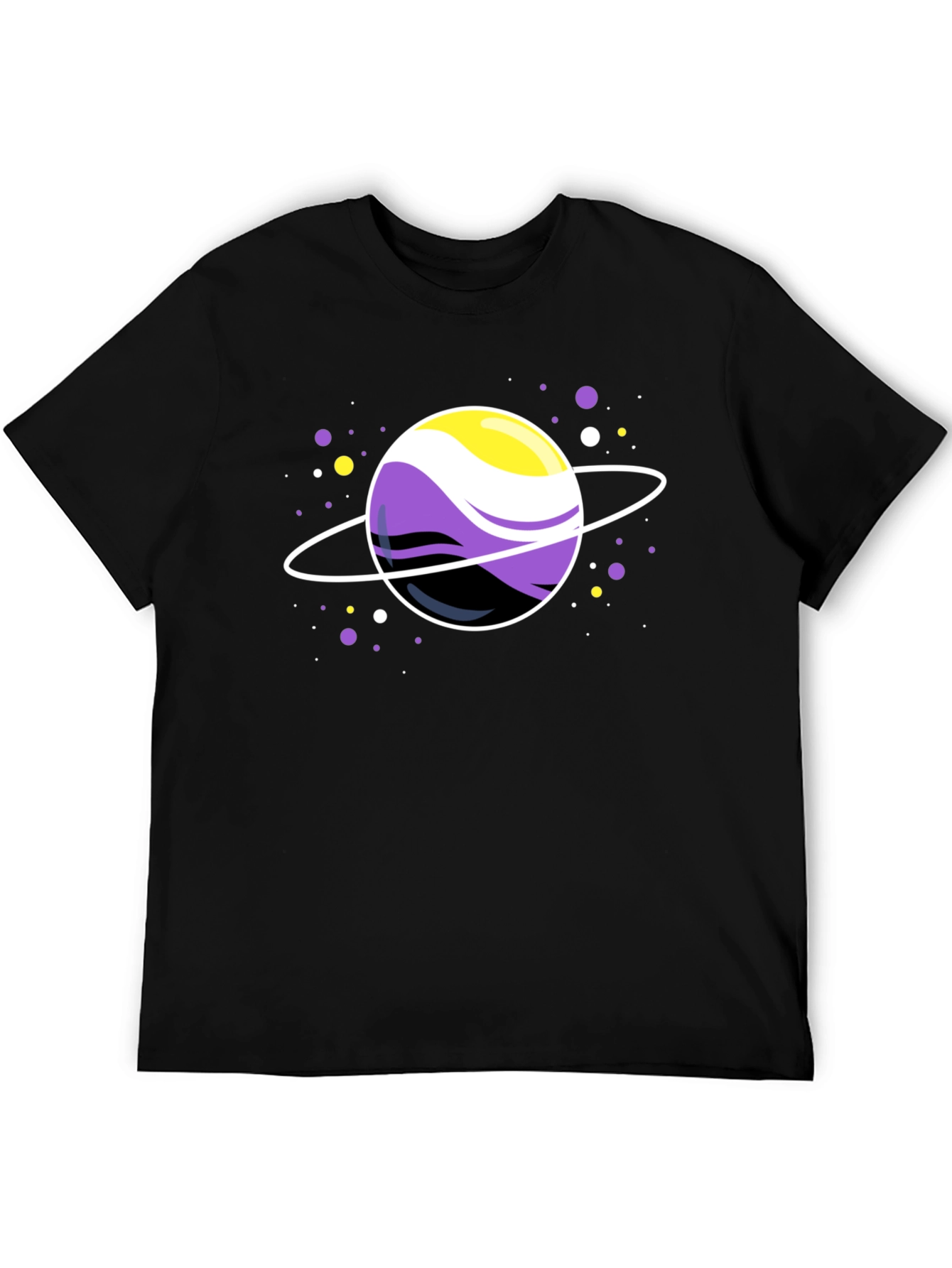 Nonbinary Pride Planet Black T-Shirt