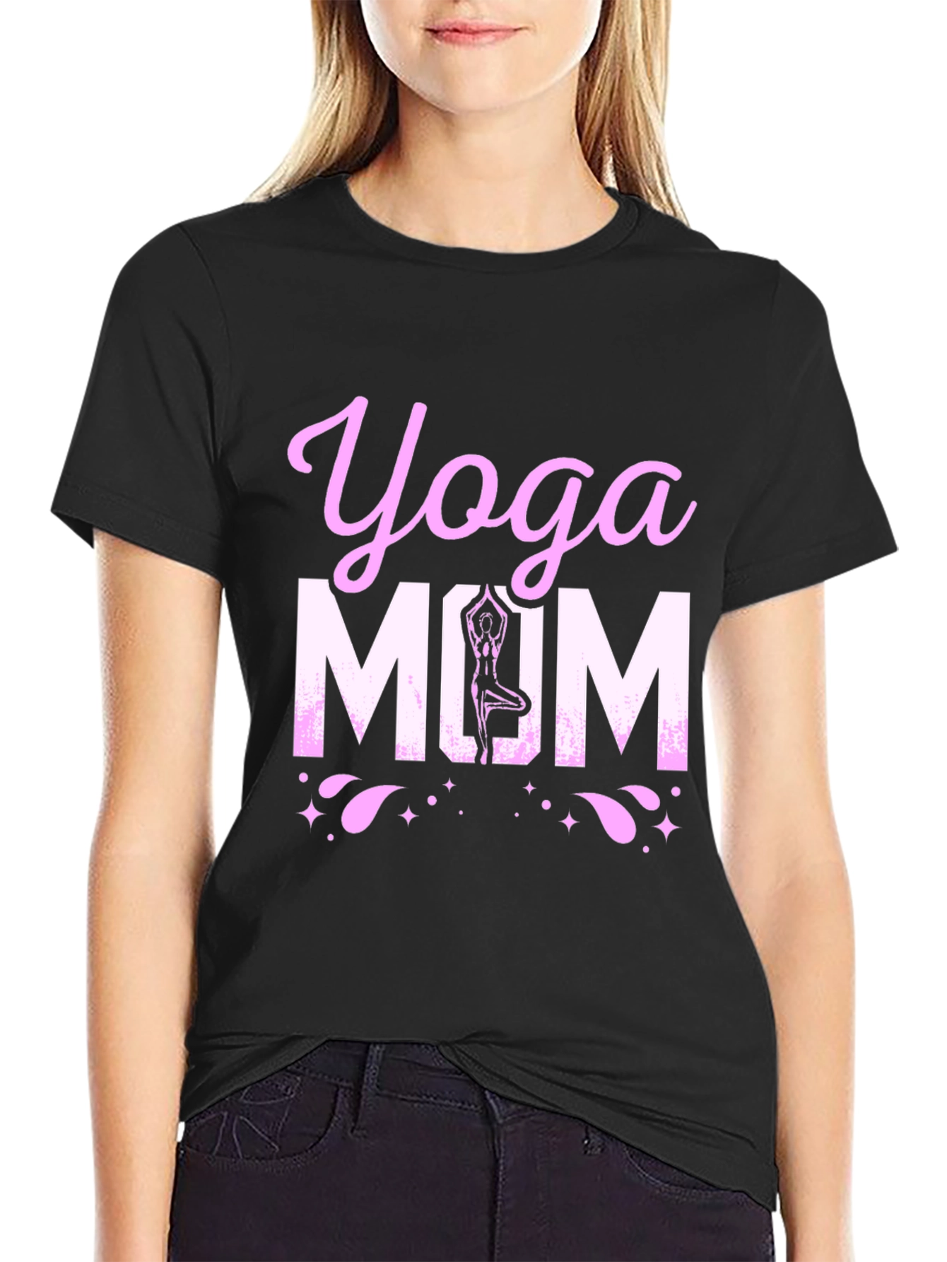 Yoga Mom Black Graphic T-Shirt