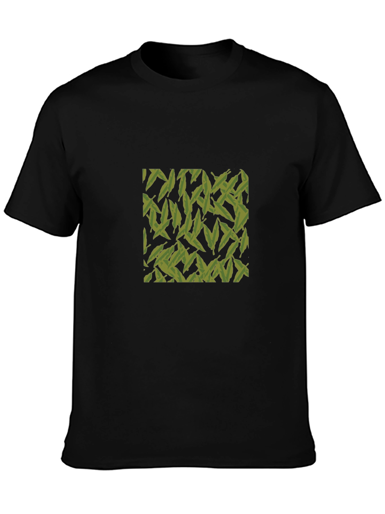 Leaf Pattern Black T-Shirt