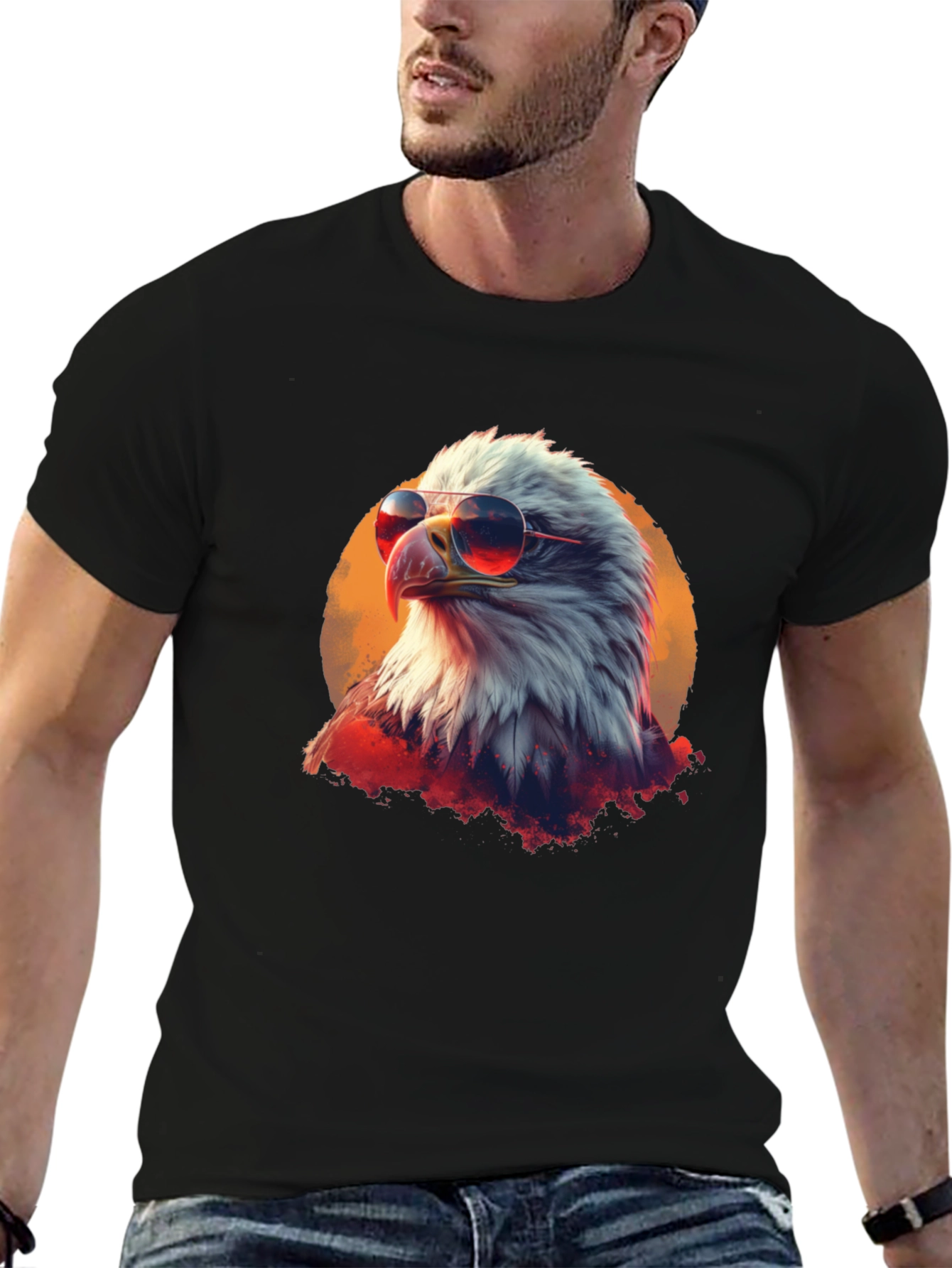 Cool Eagle Graphic Tee - Patriotic American Bird