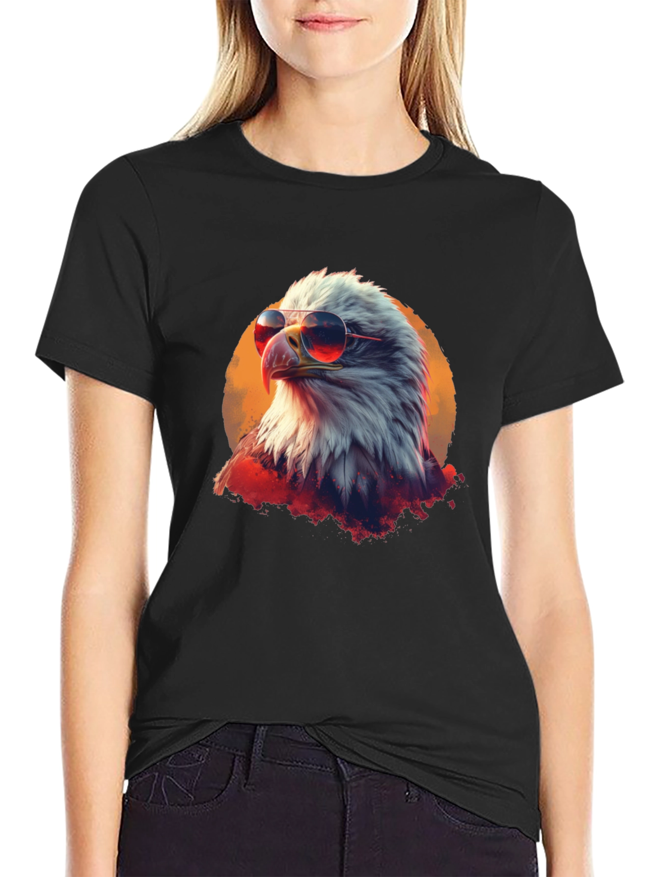 Cool Eagle Graphic Tee - Patriotic American Bird