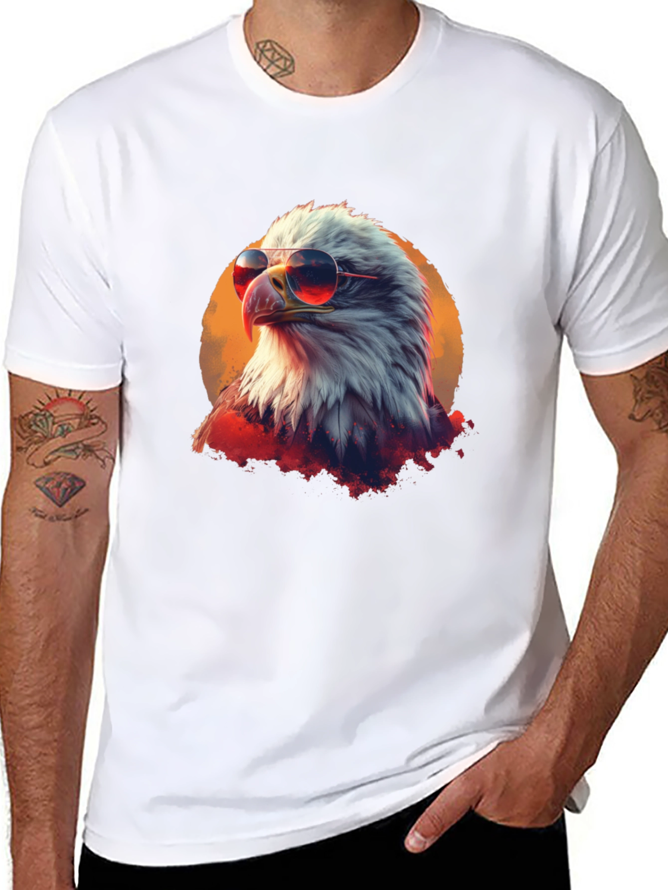 Cool Eagle Graphic Tee - Patriotic American Bird