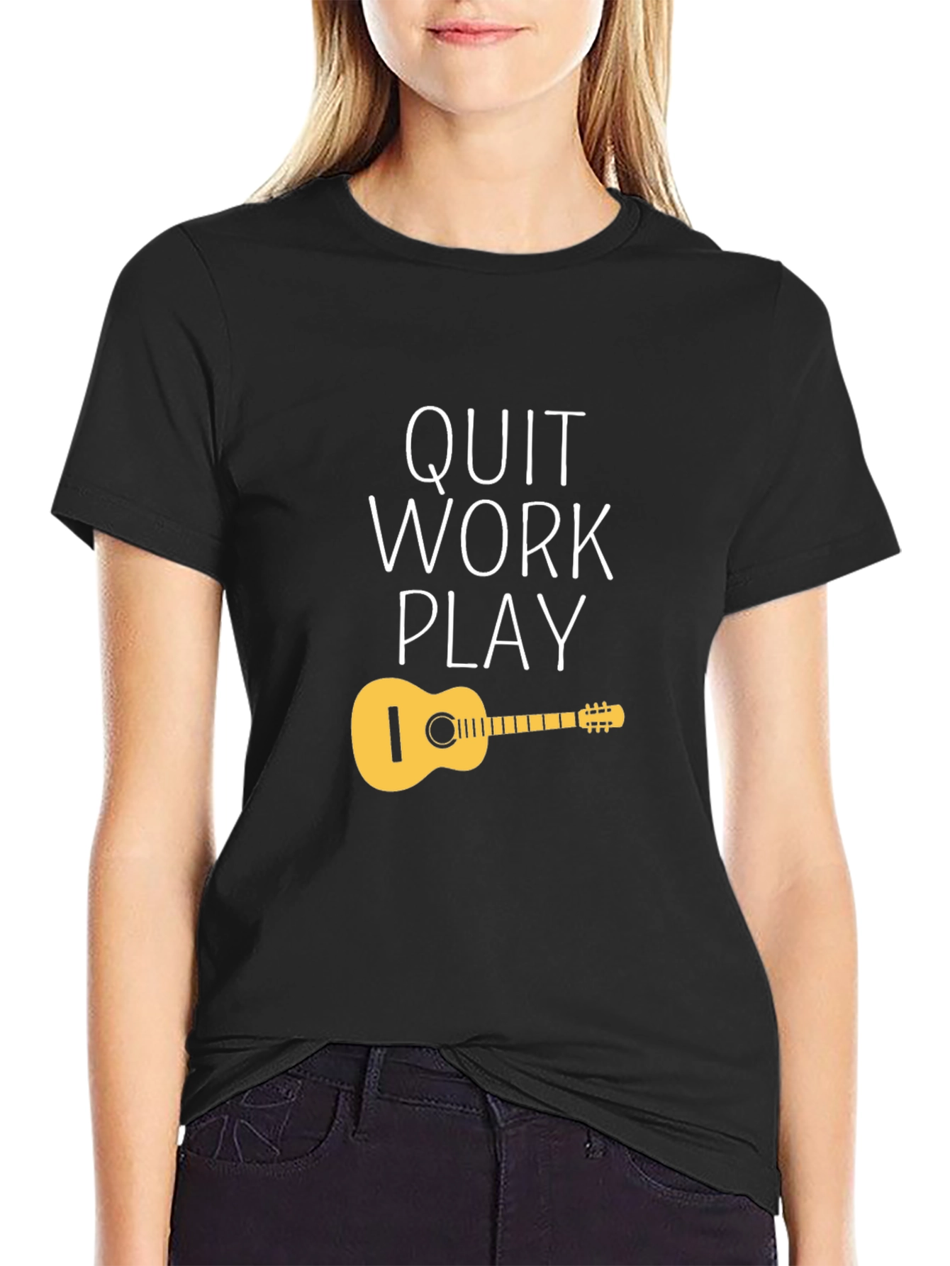 Quit Work Play T-Shirt - Guitar Design