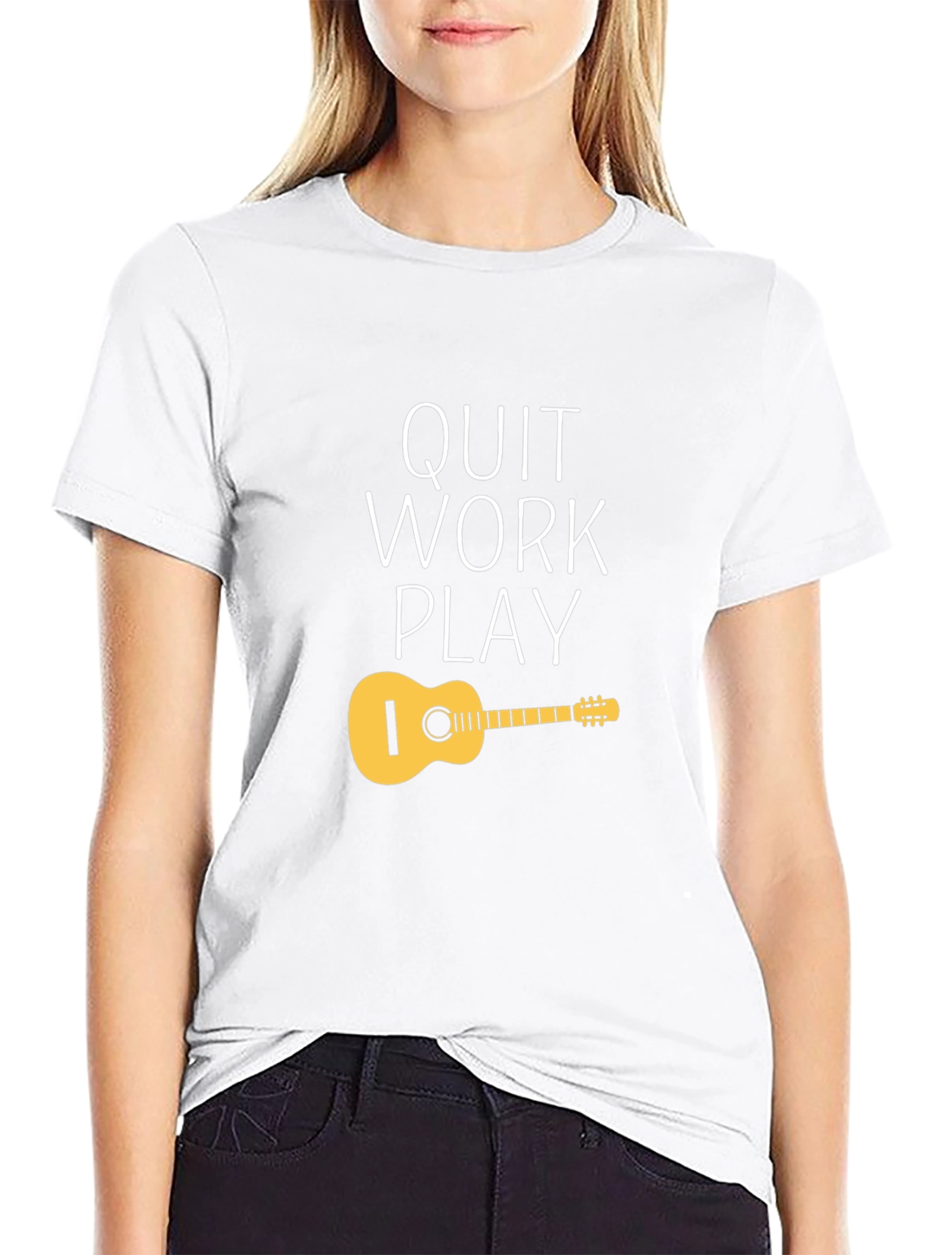 Quit Work Play T-Shirt - Guitar Design
