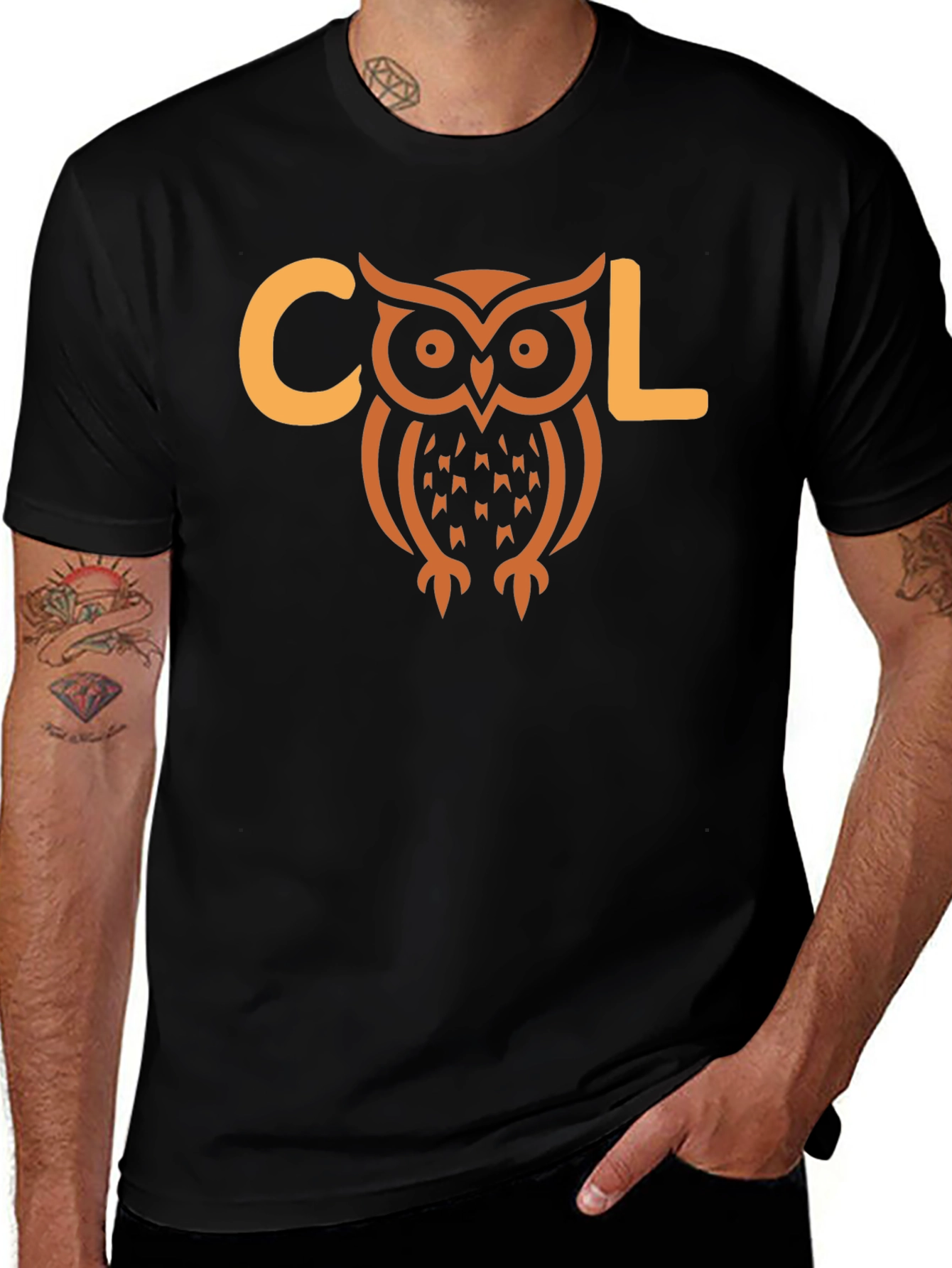 Cool Owl Graphic T-Shirt - Black Cotton Tee