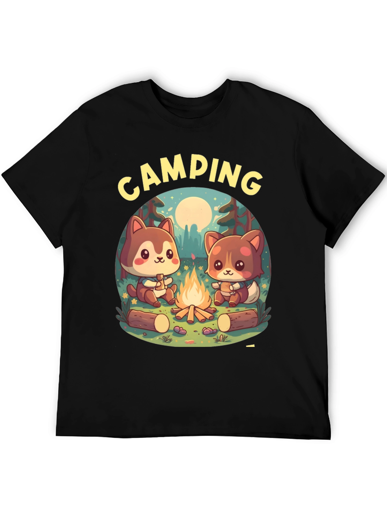 Cute Camping Cartoon Graphic T-Shirt