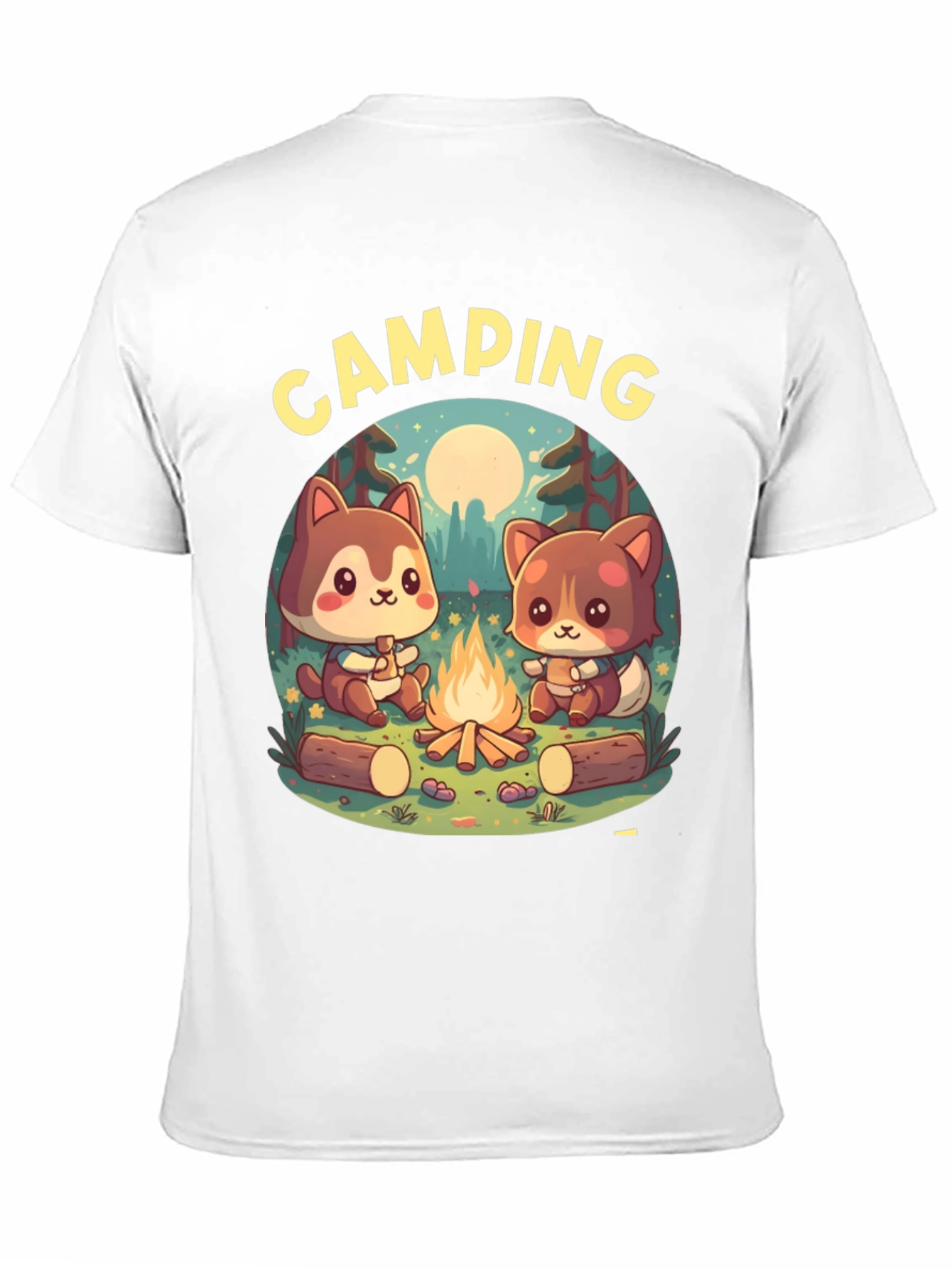 Cute Camping Cartoon Graphic T-Shirt
