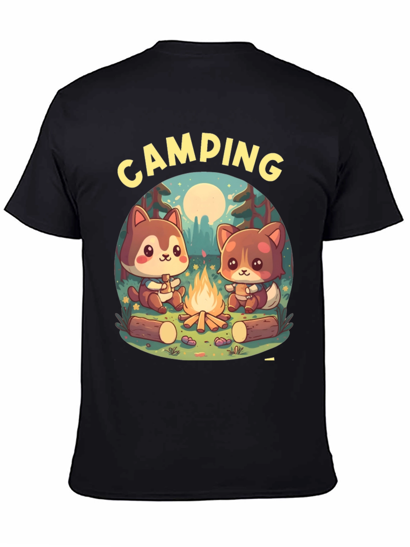 Cute Camping Cartoon Graphic T-Shirt