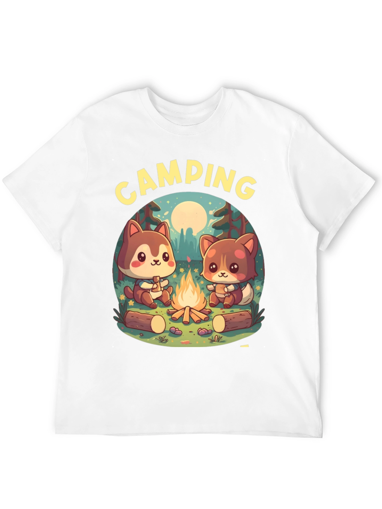 Cute Camping Cartoon Graphic T-Shirt