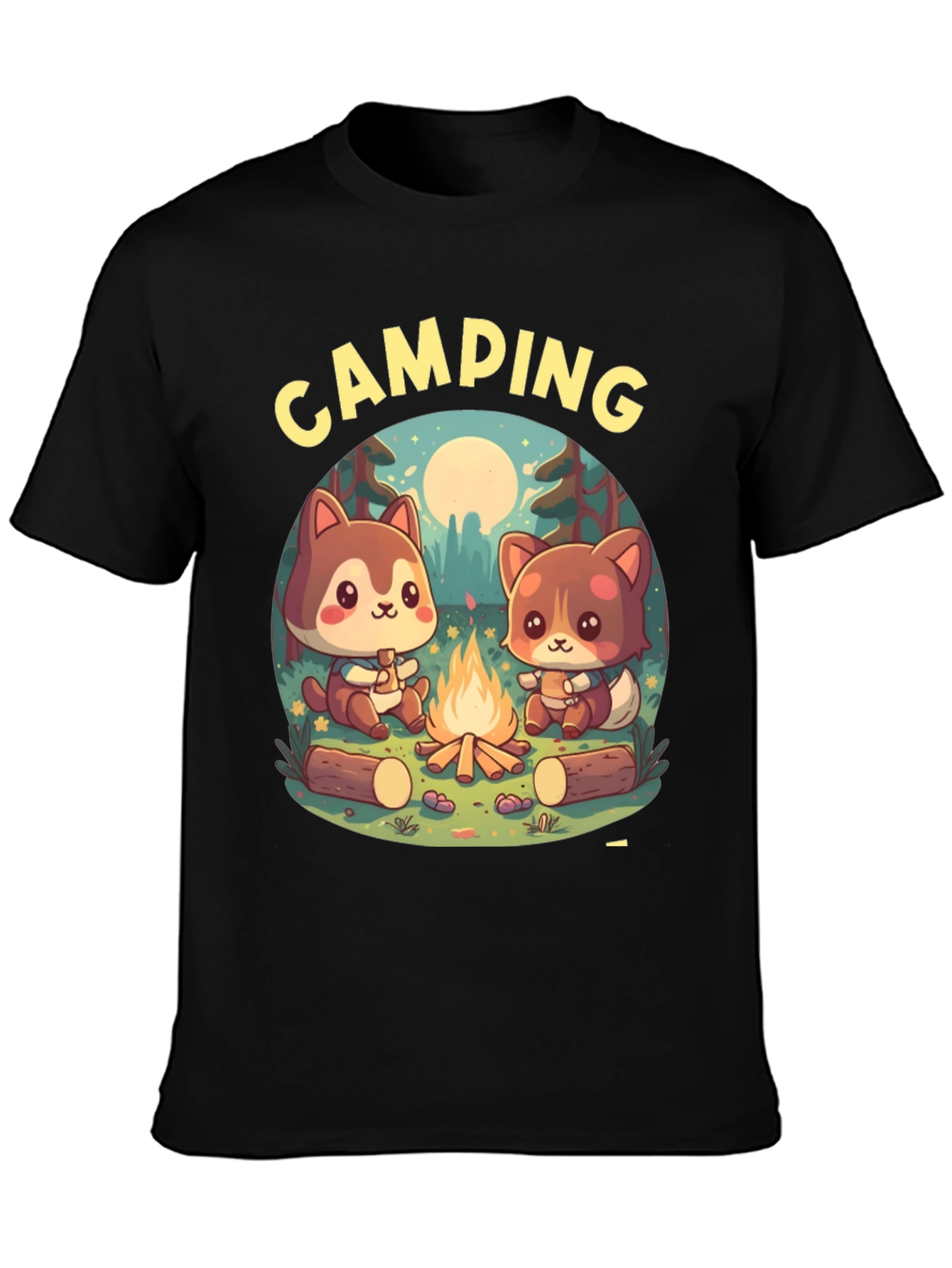 Cute Camping Cartoon Graphic T-Shirt