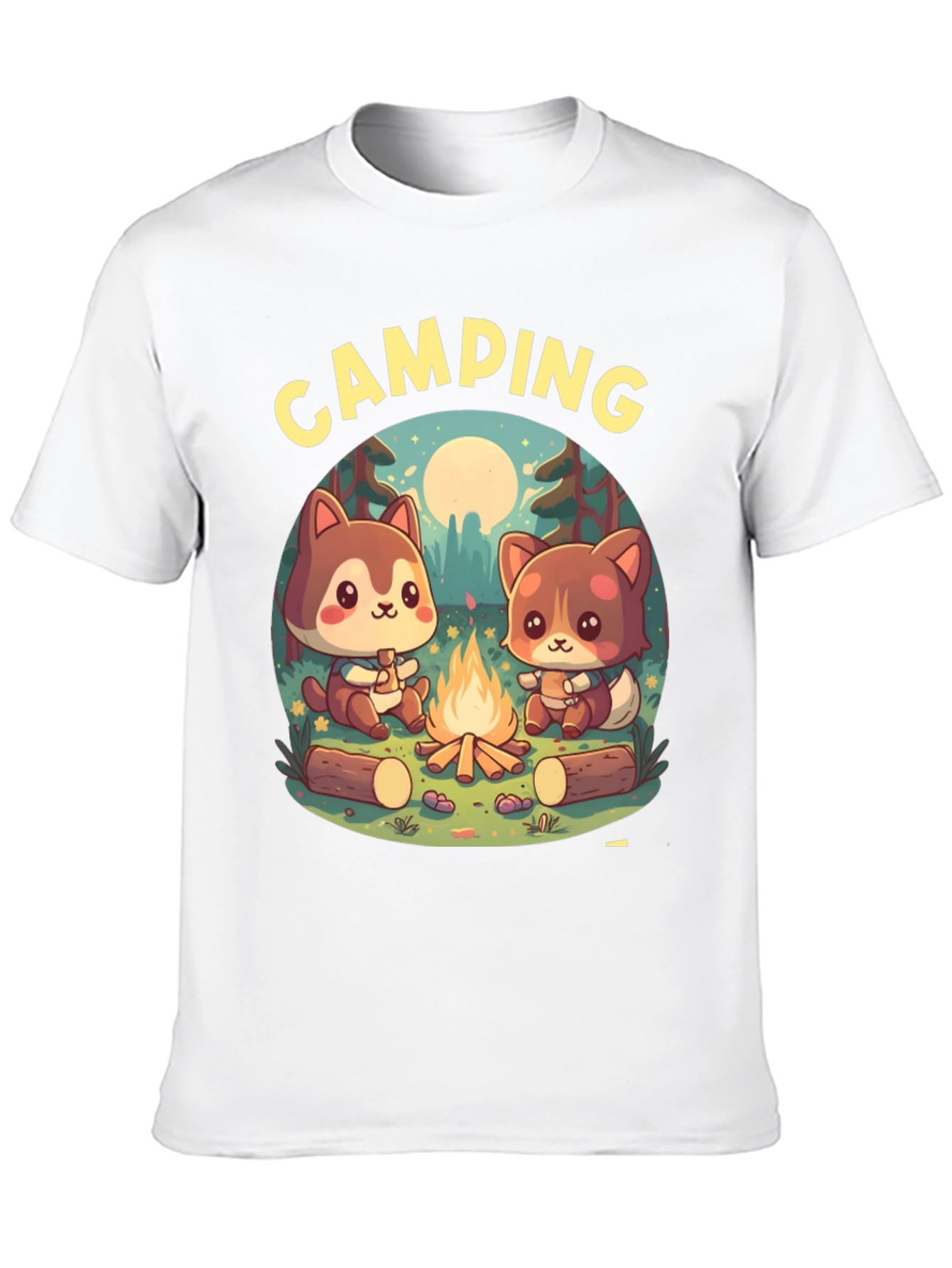 Cute Camping Cartoon Graphic T-Shirt