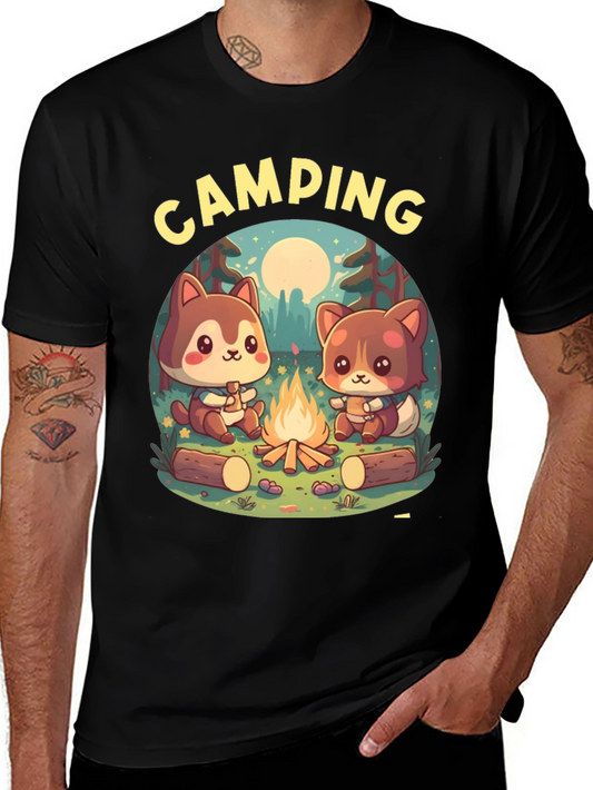 Cute Camping Cartoon Graphic T-Shirt