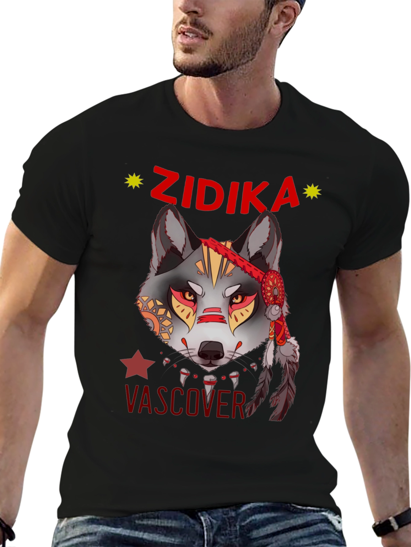 Wolf Graphic Print T-Shirt - Zidika Vascover Design