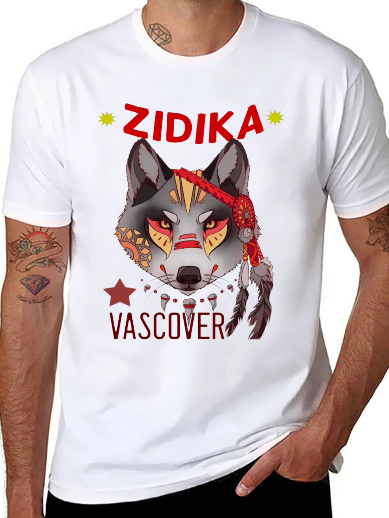Wolf Graphic Print T-Shirt - Zidika Vascover Design