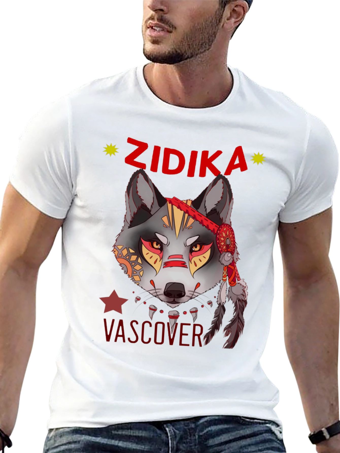 Wolf Graphic Print T-Shirt - Zidika Vascover Design
