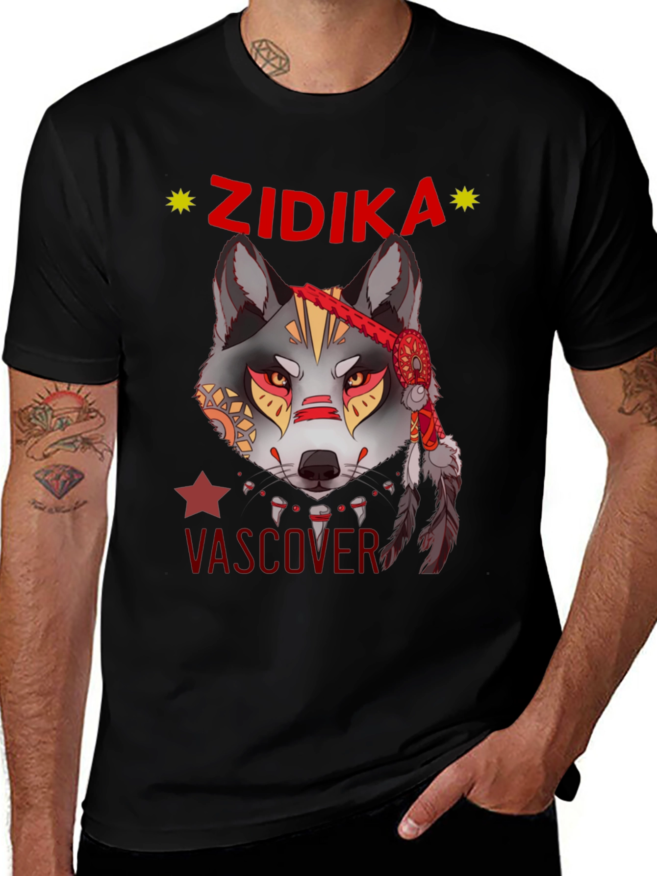 Wolf Graphic Print T-Shirt - Zidika Vascover Design