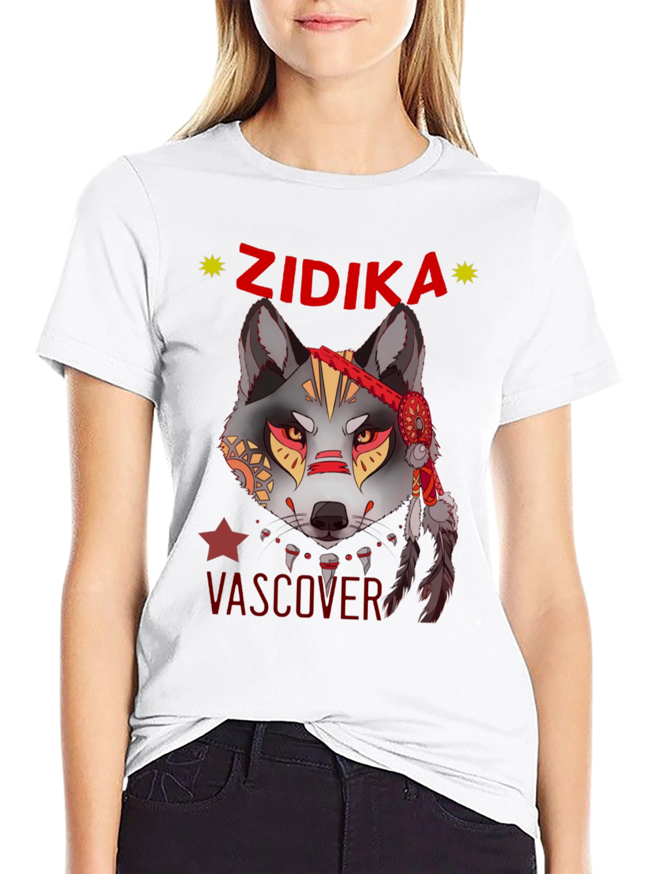 Wolf Graphic Print T-Shirt - Zidika Vascover Design