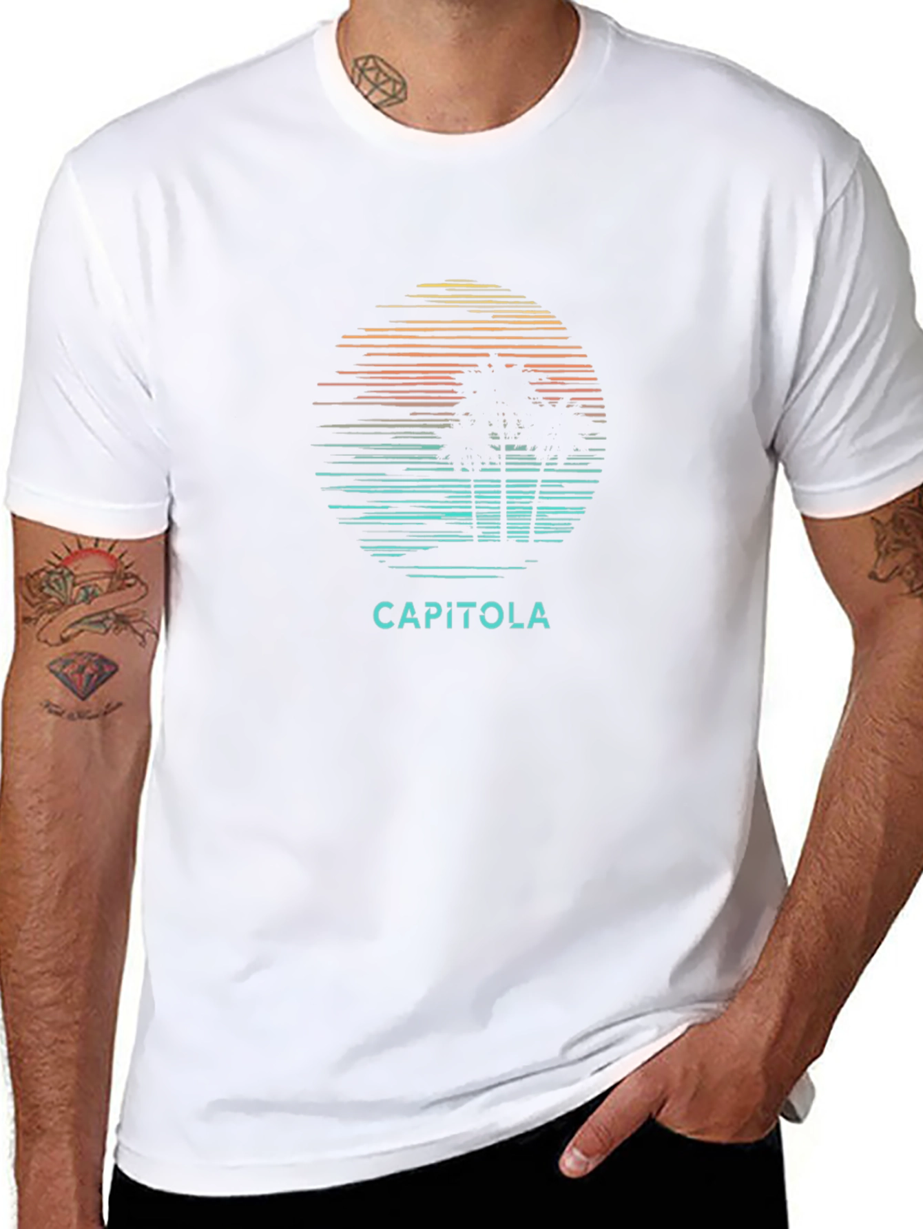 Capitola Palm Tree Sunset Black Graphic Tee