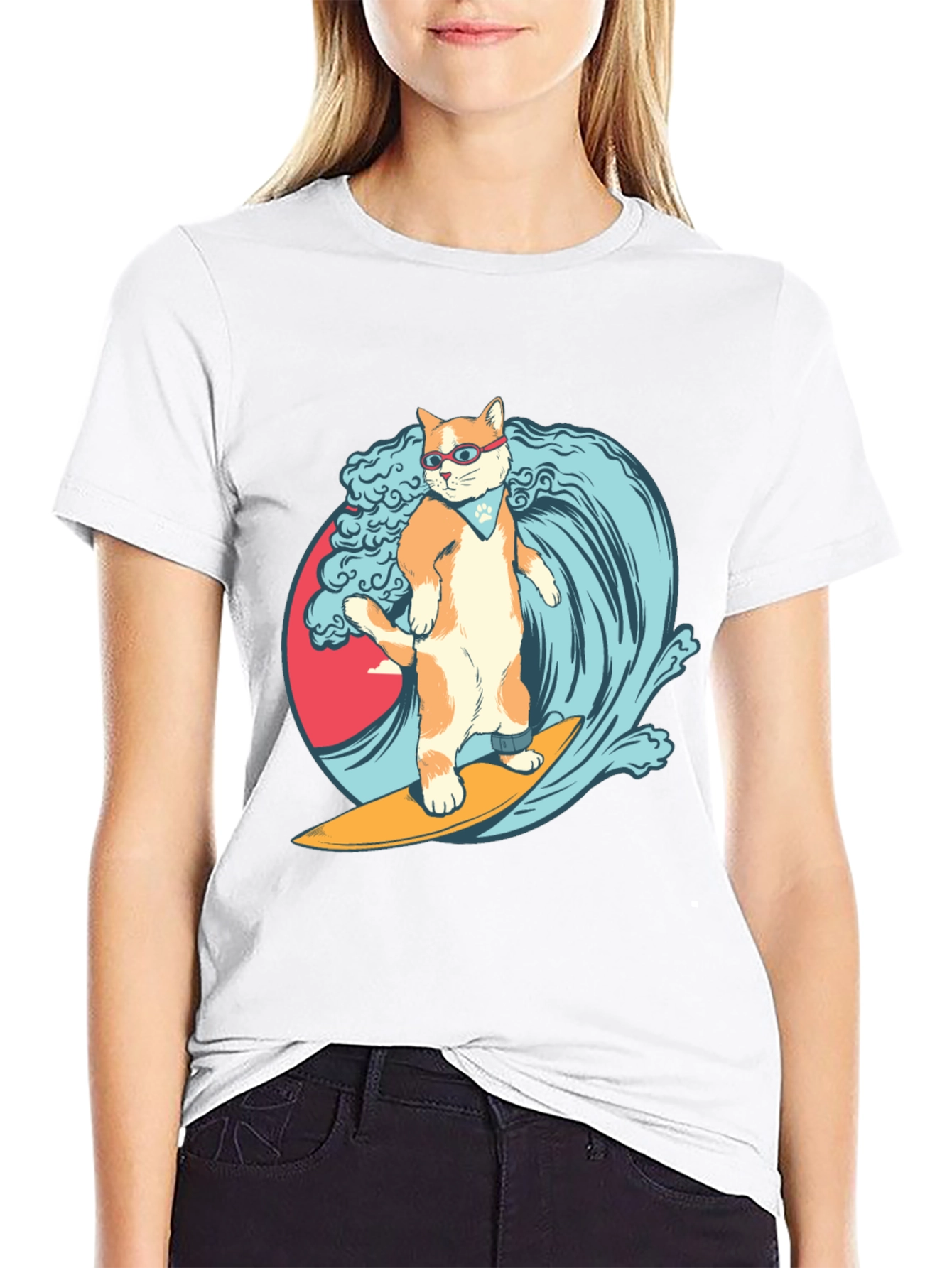 Surfing Cat T-Shirt - Cool Graphic Tee