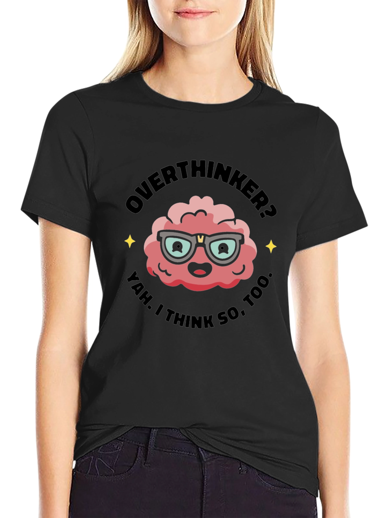 Overthinker Brain Graphic Tee - Black
