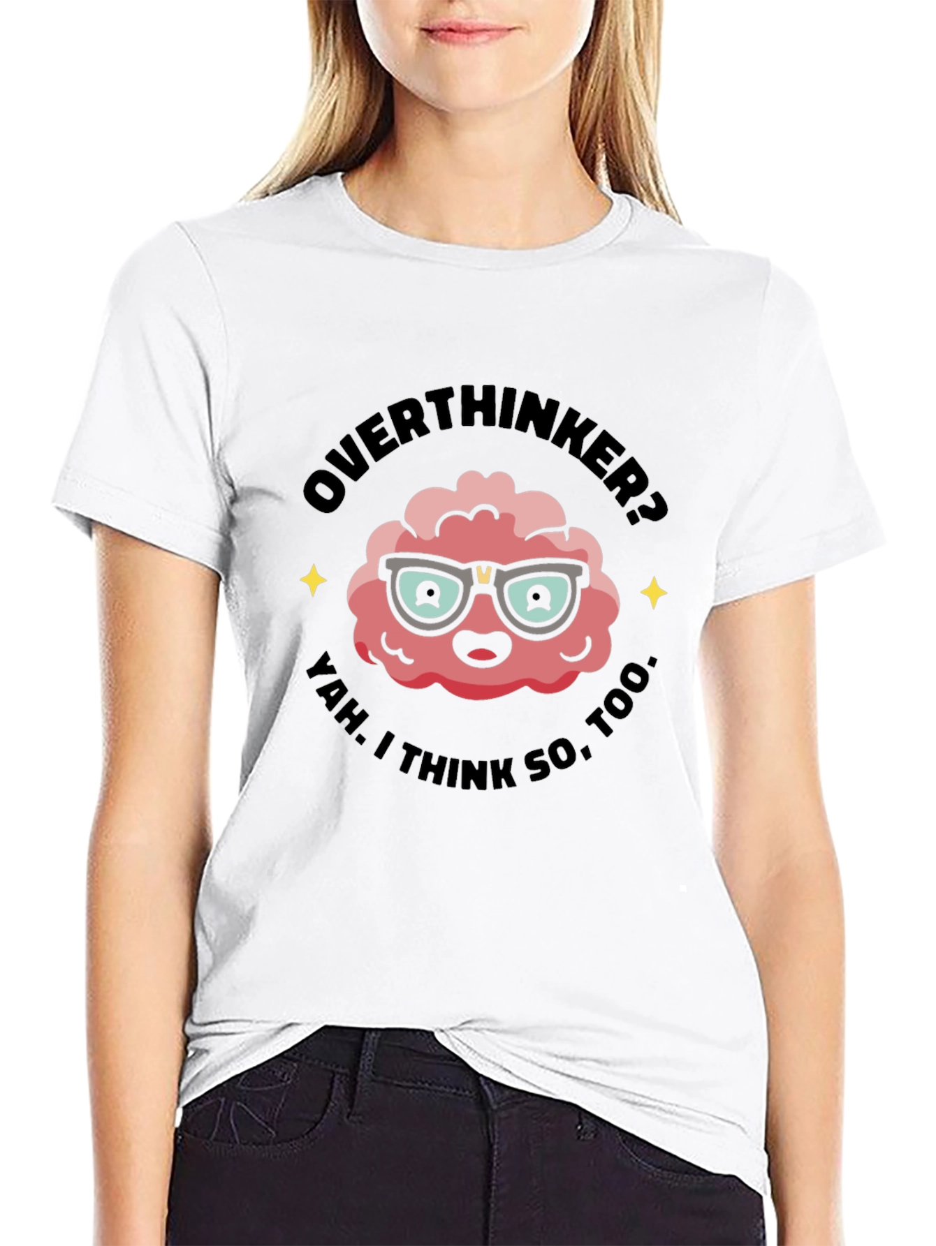 Overthinker Brain Graphic Tee - Black