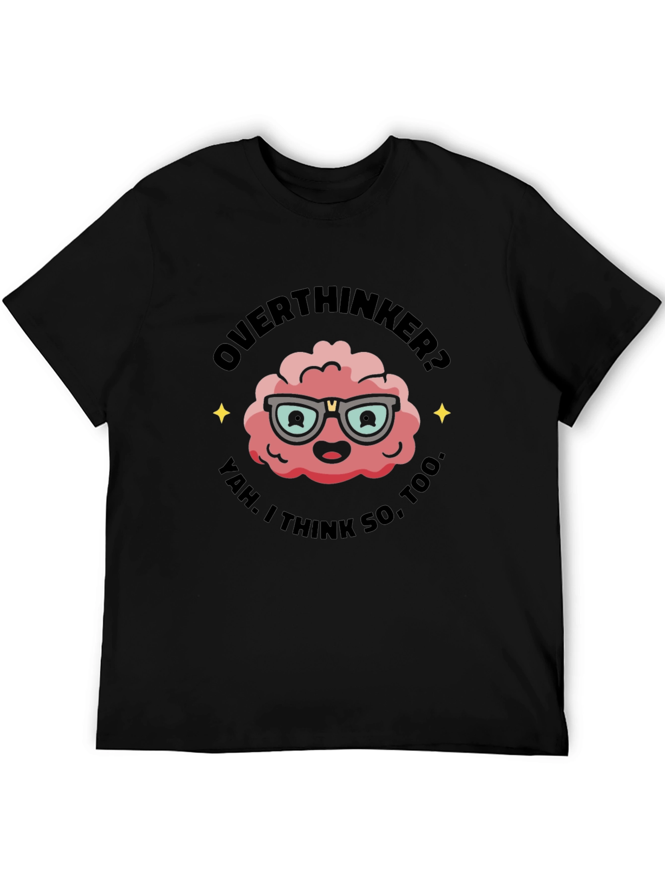Overthinker Brain Graphic Tee - Black