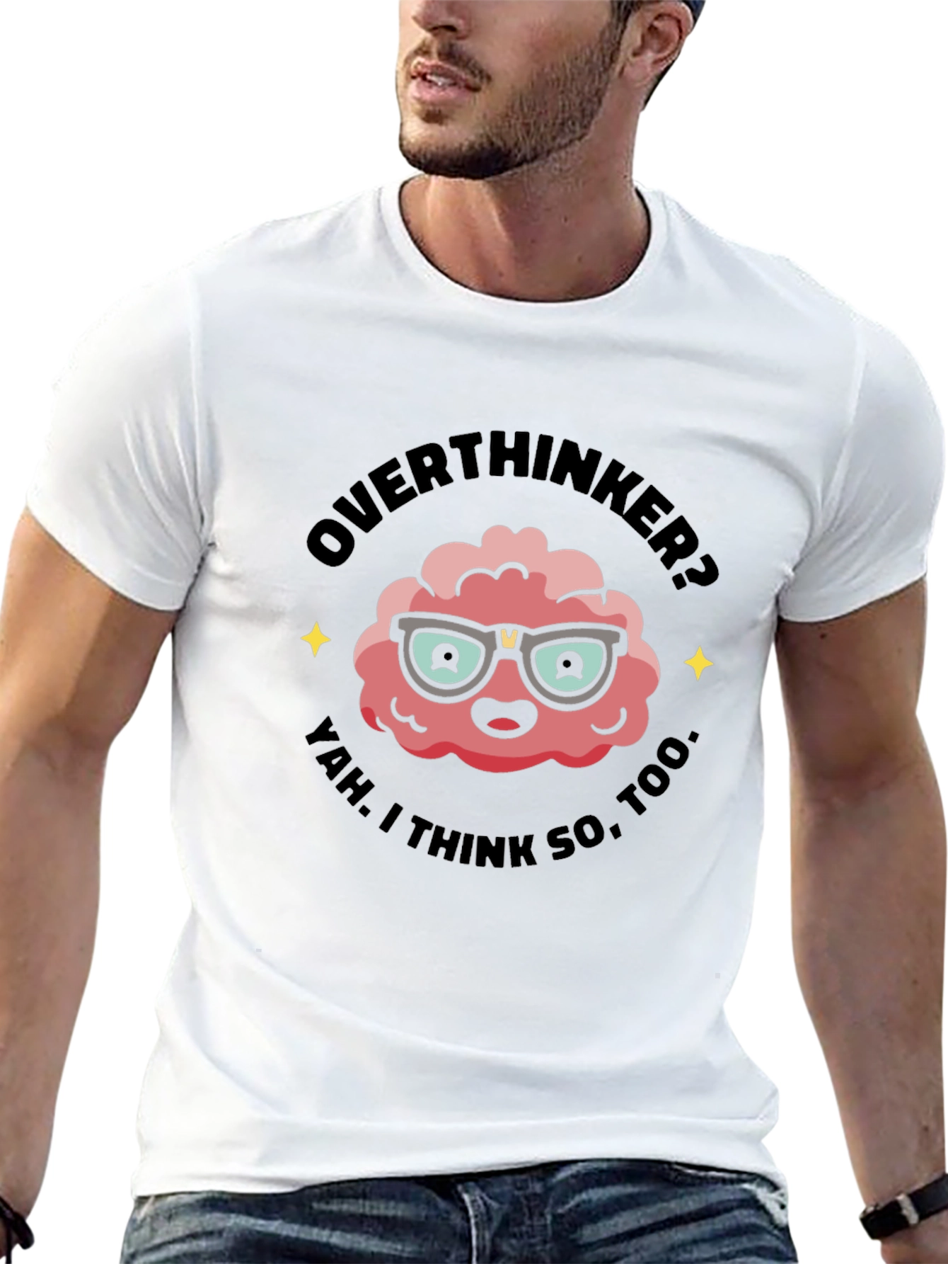 Overthinker Brain Graphic Tee - Black