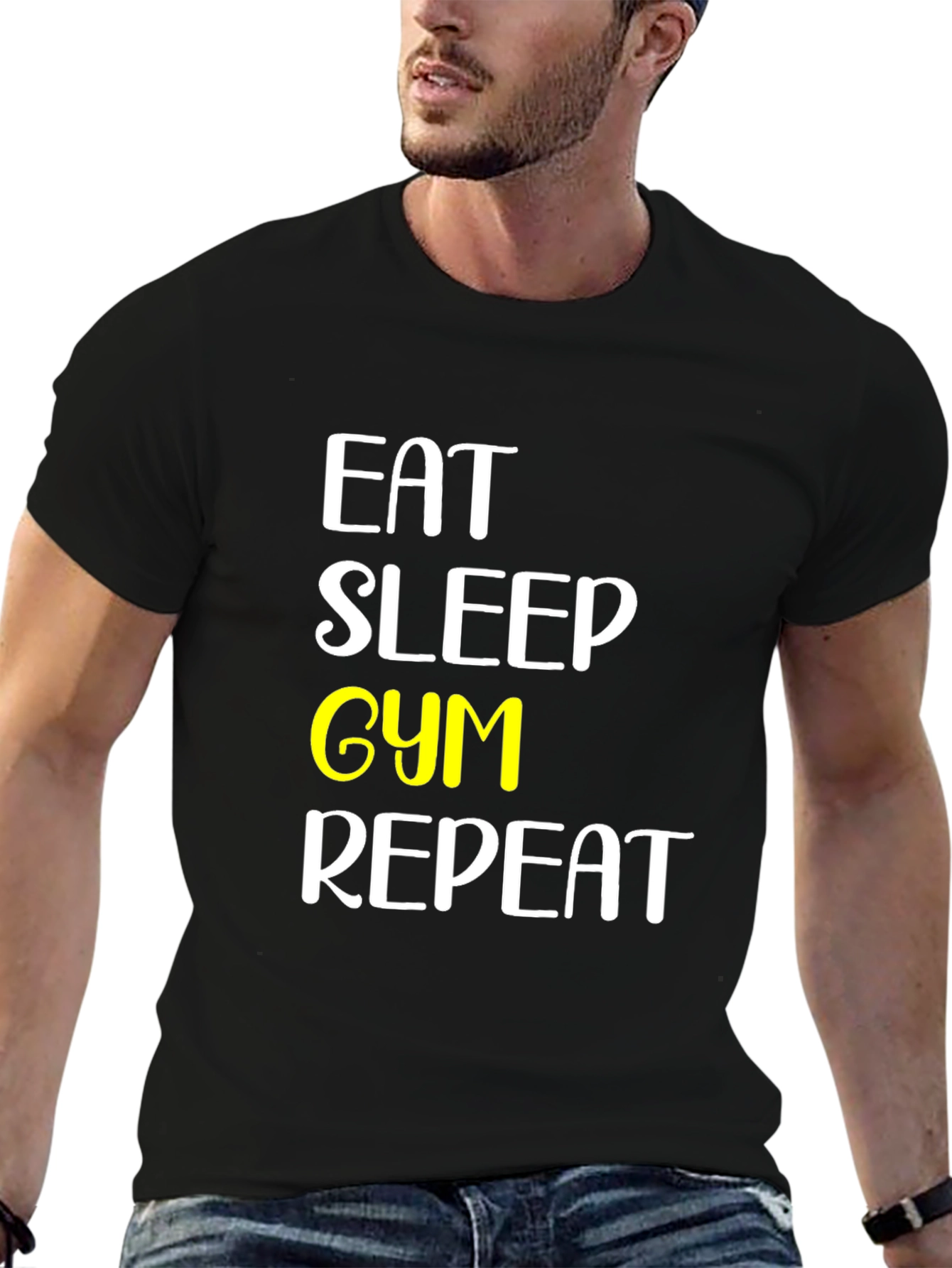 Eat Sleep Gym Repeat Black T-Shirt