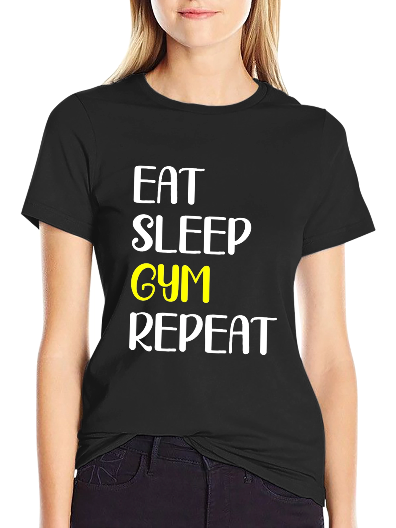 Eat Sleep Gym Repeat Black T-Shirt